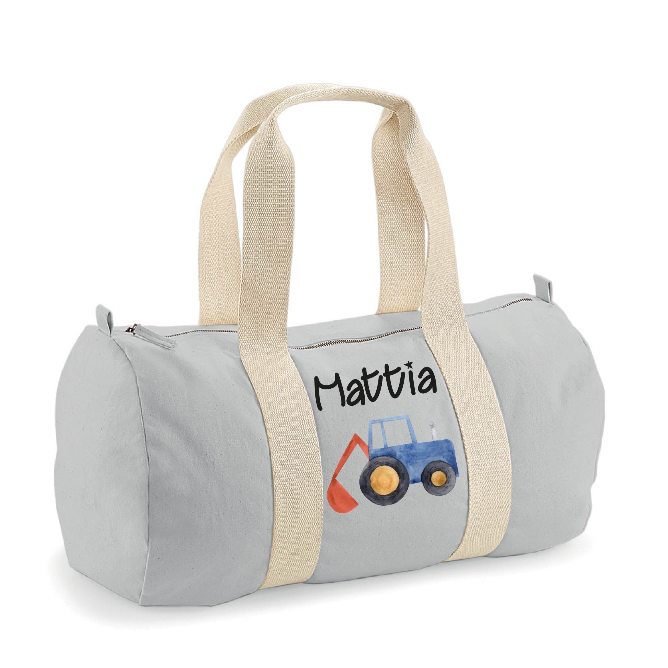 Borsone in cotone canvas personalizzato Trattore/Ruspa - Be Brave Boutique