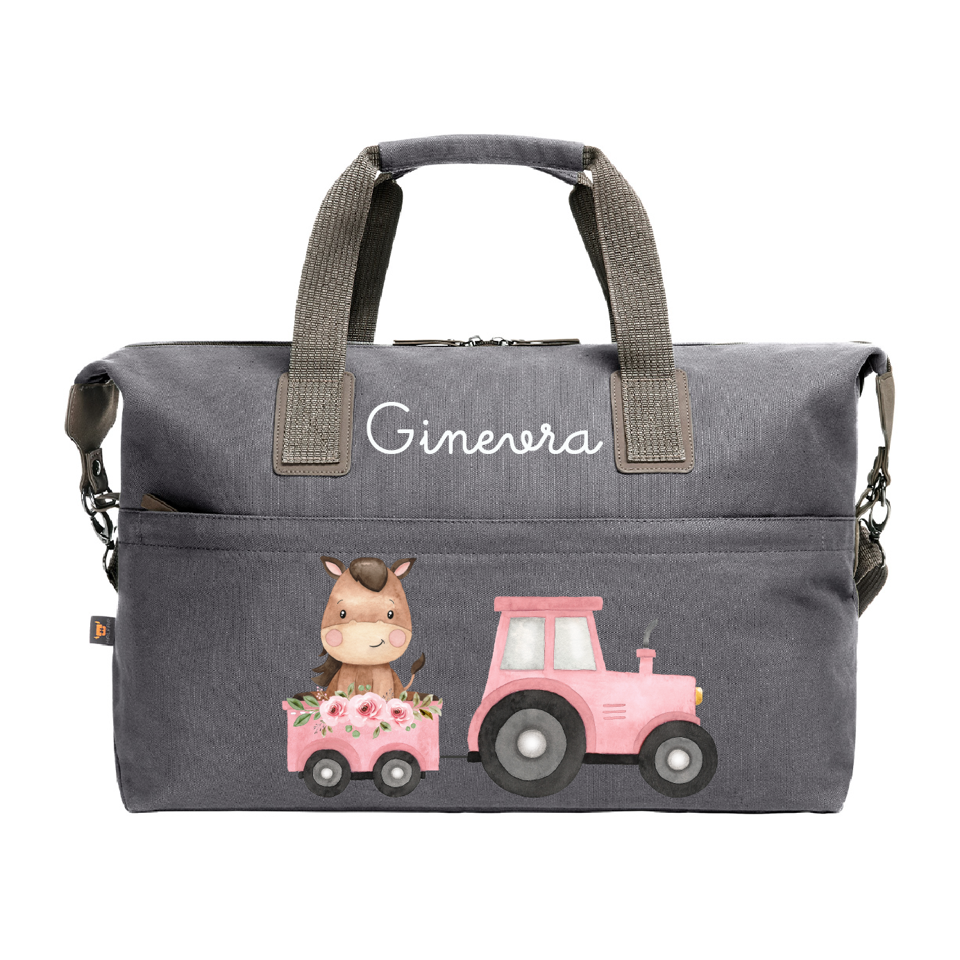 Borsone Medio in cotone personalizzabile Trattore e Baby Horse - Be Brave Boutique