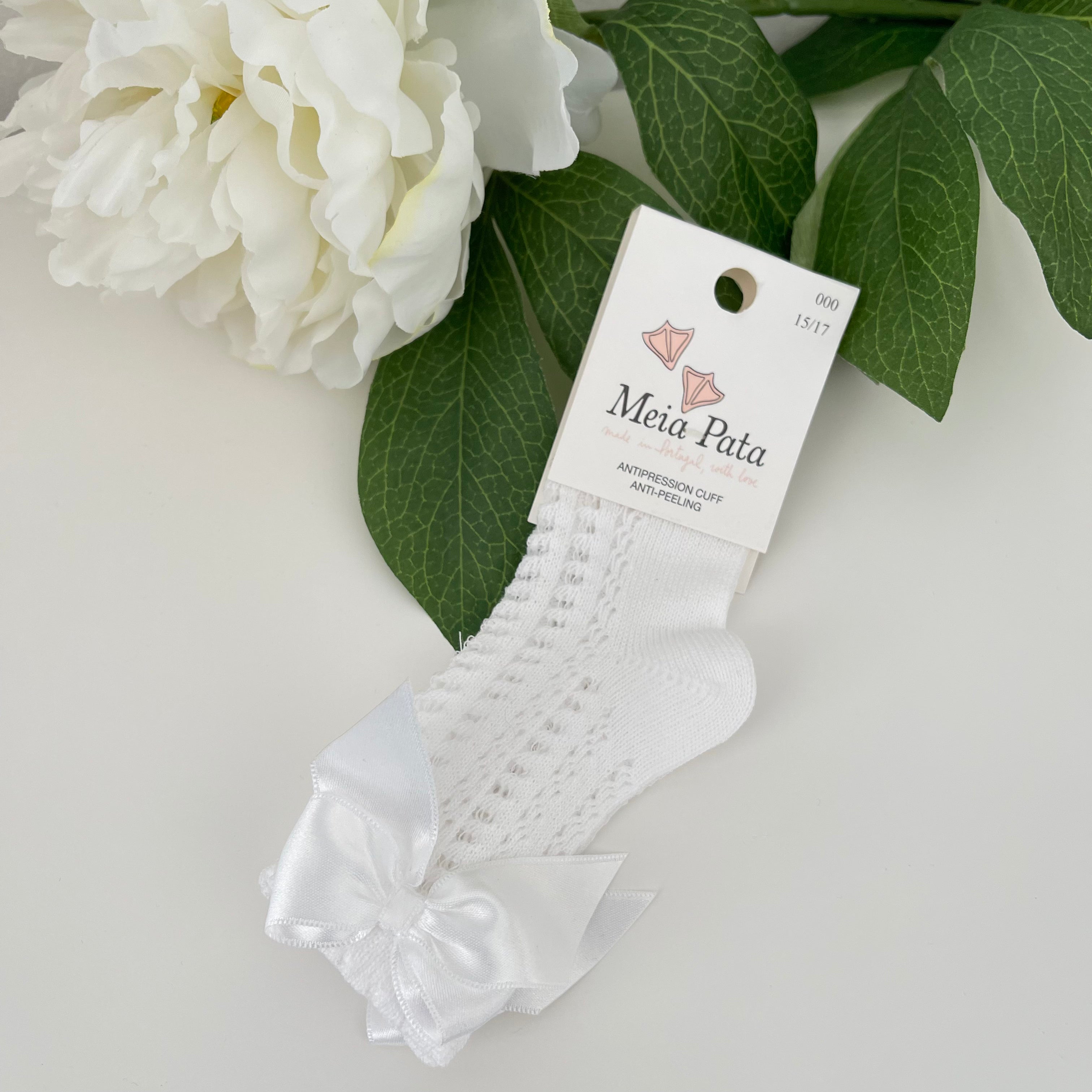 Calze bimba con fiocco traforate Meia Pata - Be Brave Boutique