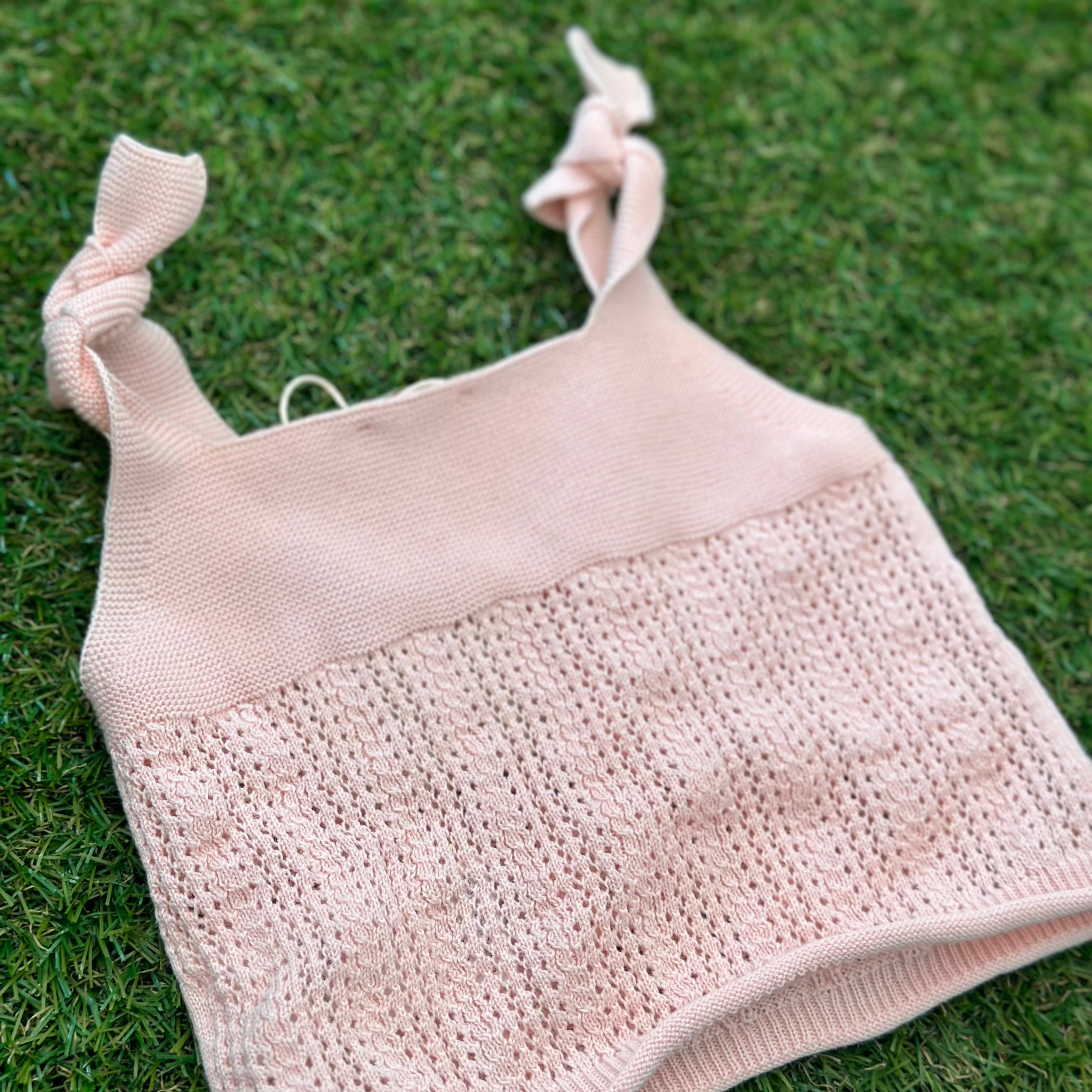 Canotta Rosa con fiocco in morbido cotone lavorato - Be Brave Boutique