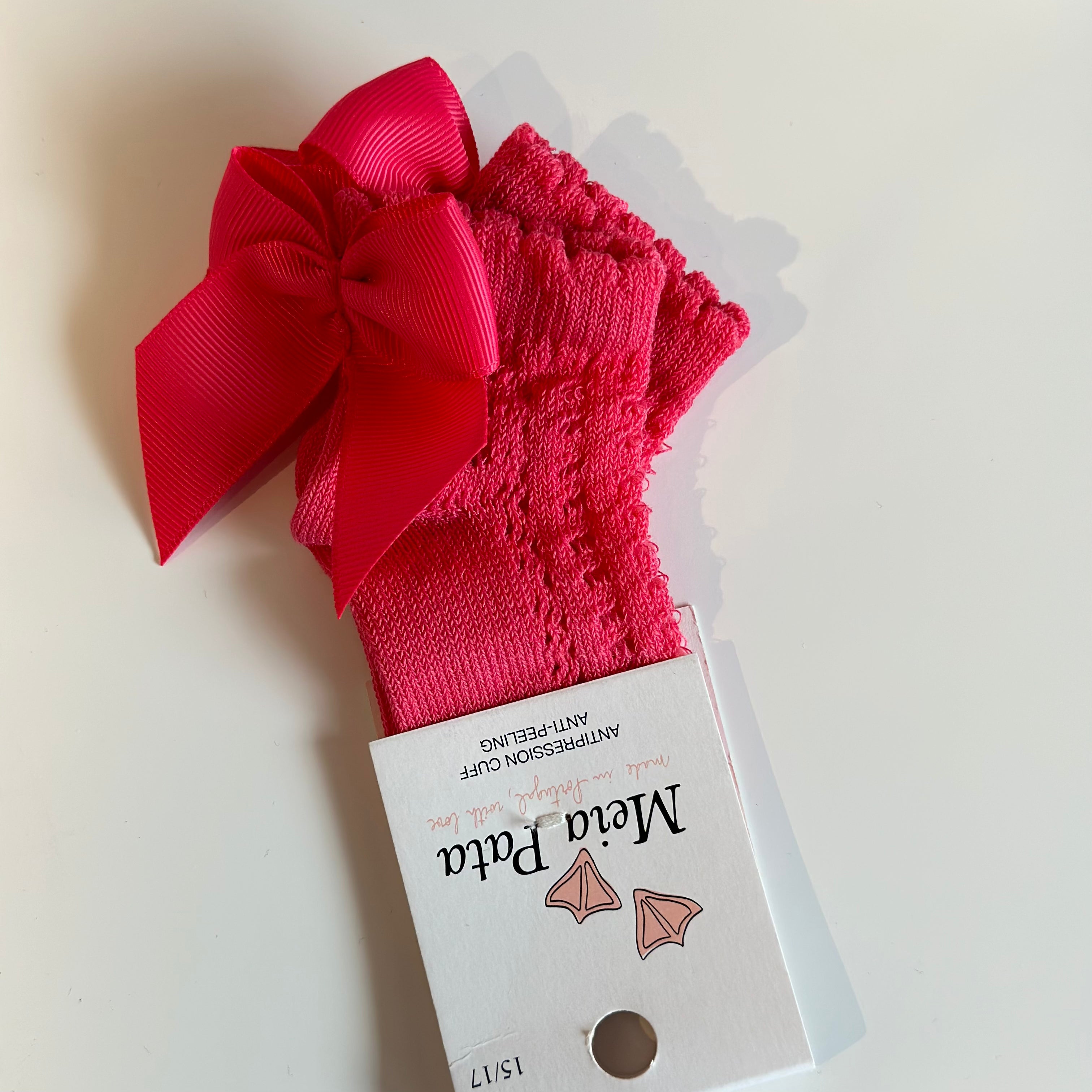 Calze bimba basse con fiocco traforate Carminio Meia Pata - Be Brave Boutique