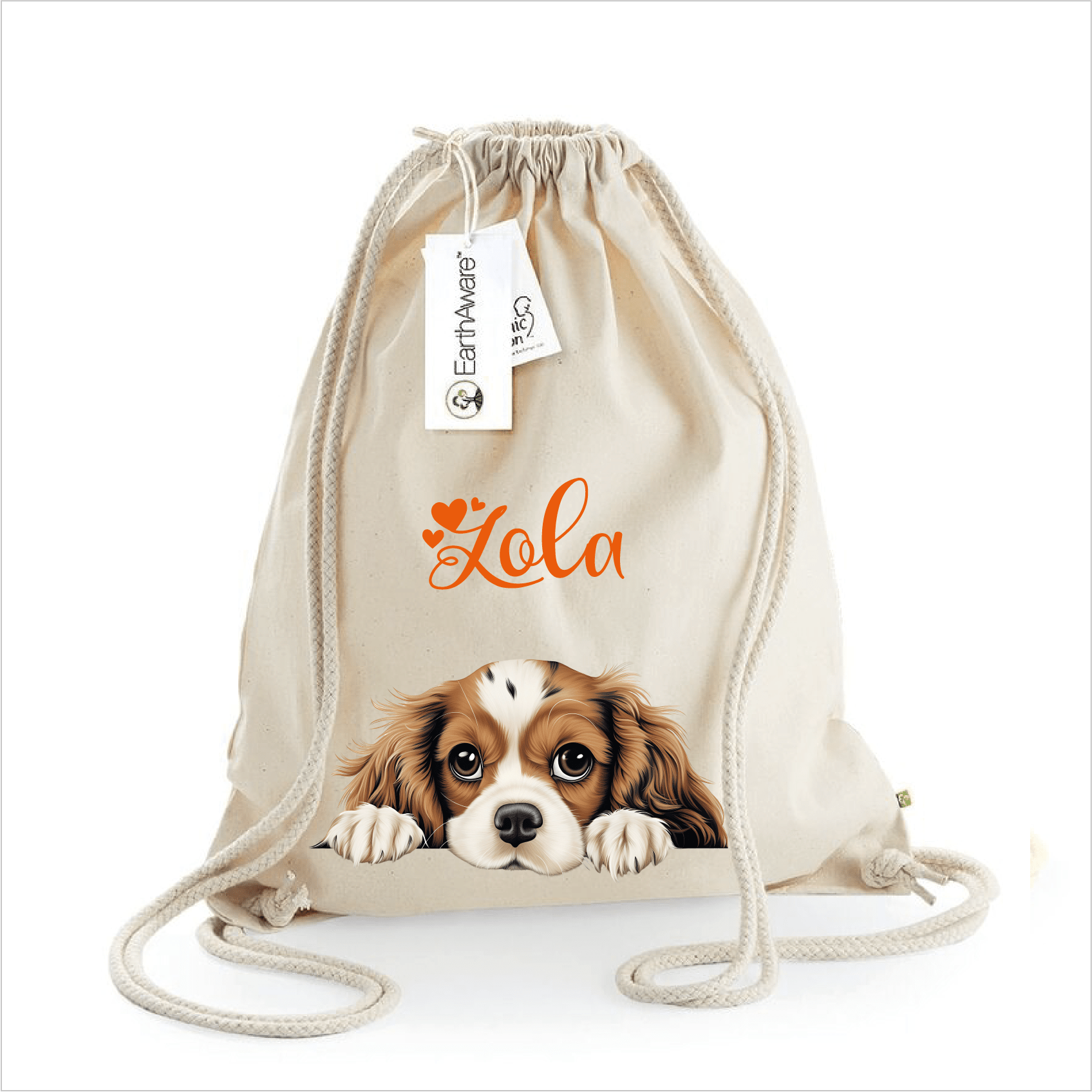 Sacca porta oggetti personalizzata cani Cavalier King - Be Brave Boutique