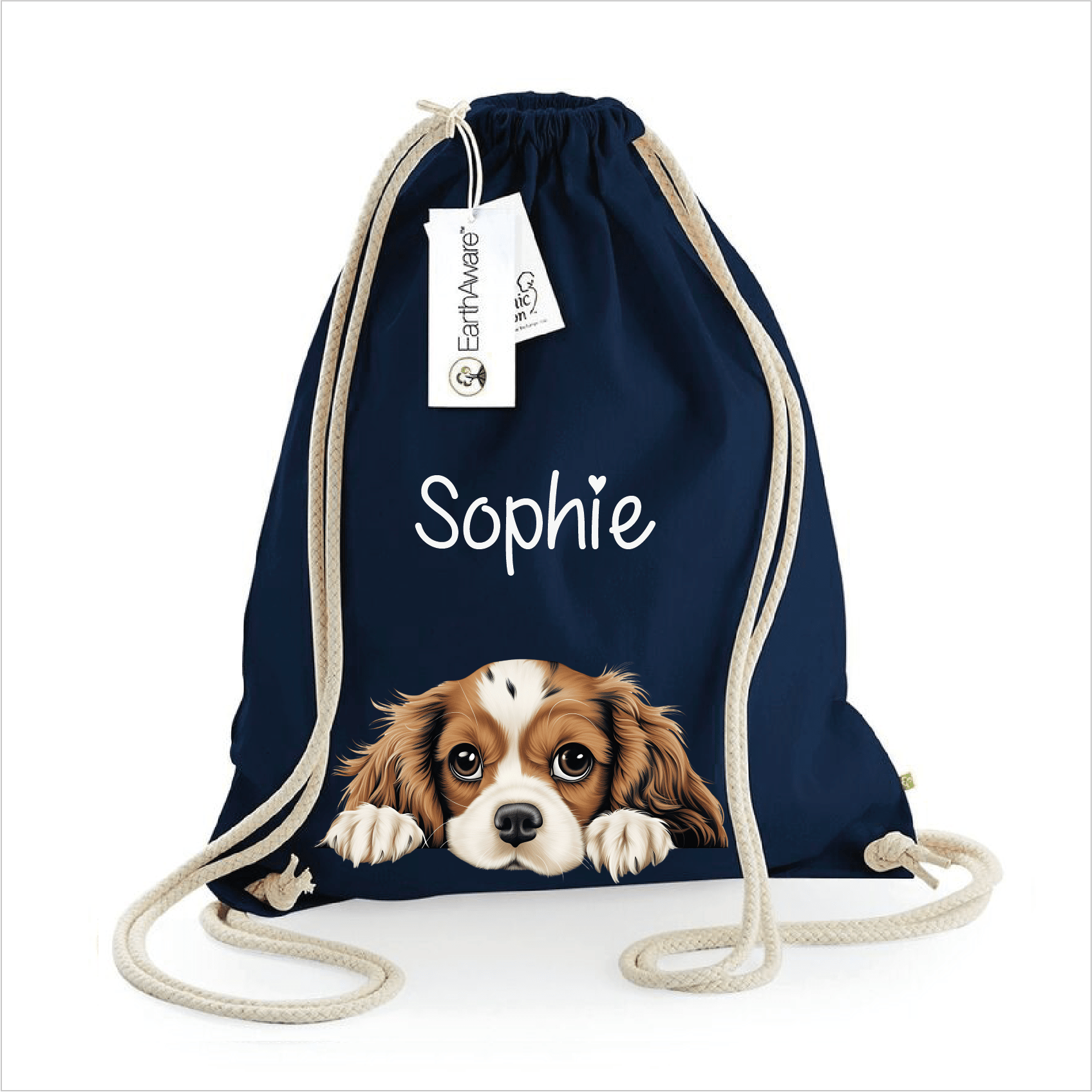 Sacca porta oggetti personalizzata cani Cavalier King - Be Brave Boutique