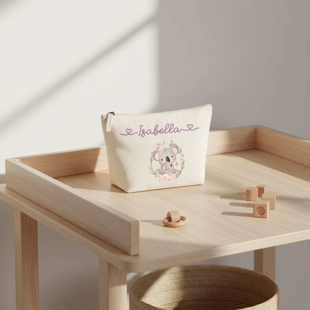 Pochette in cotone organico personalizzabile Koala Mamma - Be Brave Boutique