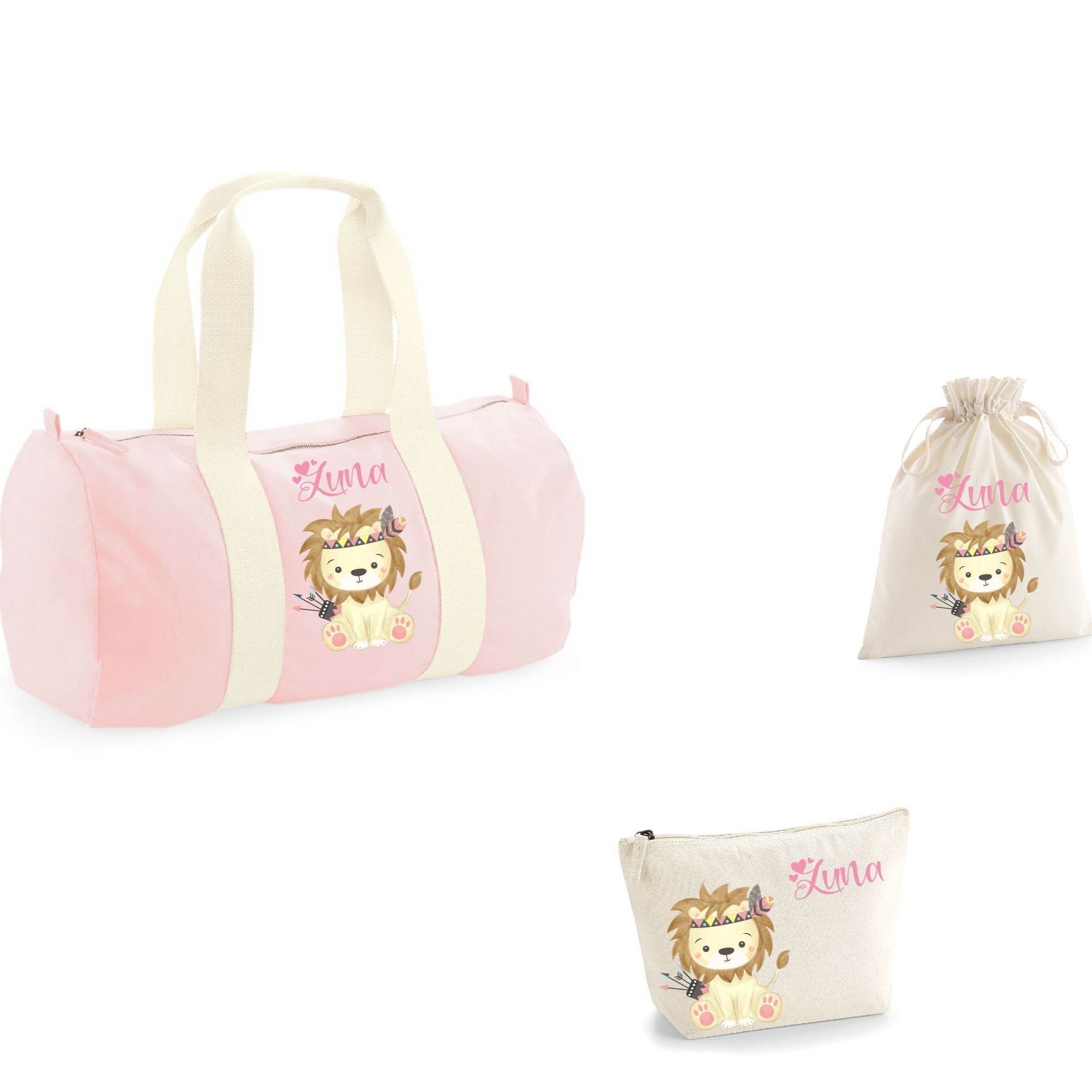 Borsone, pochette e sacchetto in cotone personalizzabile Leoncino Indiano - Be Brave Boutique