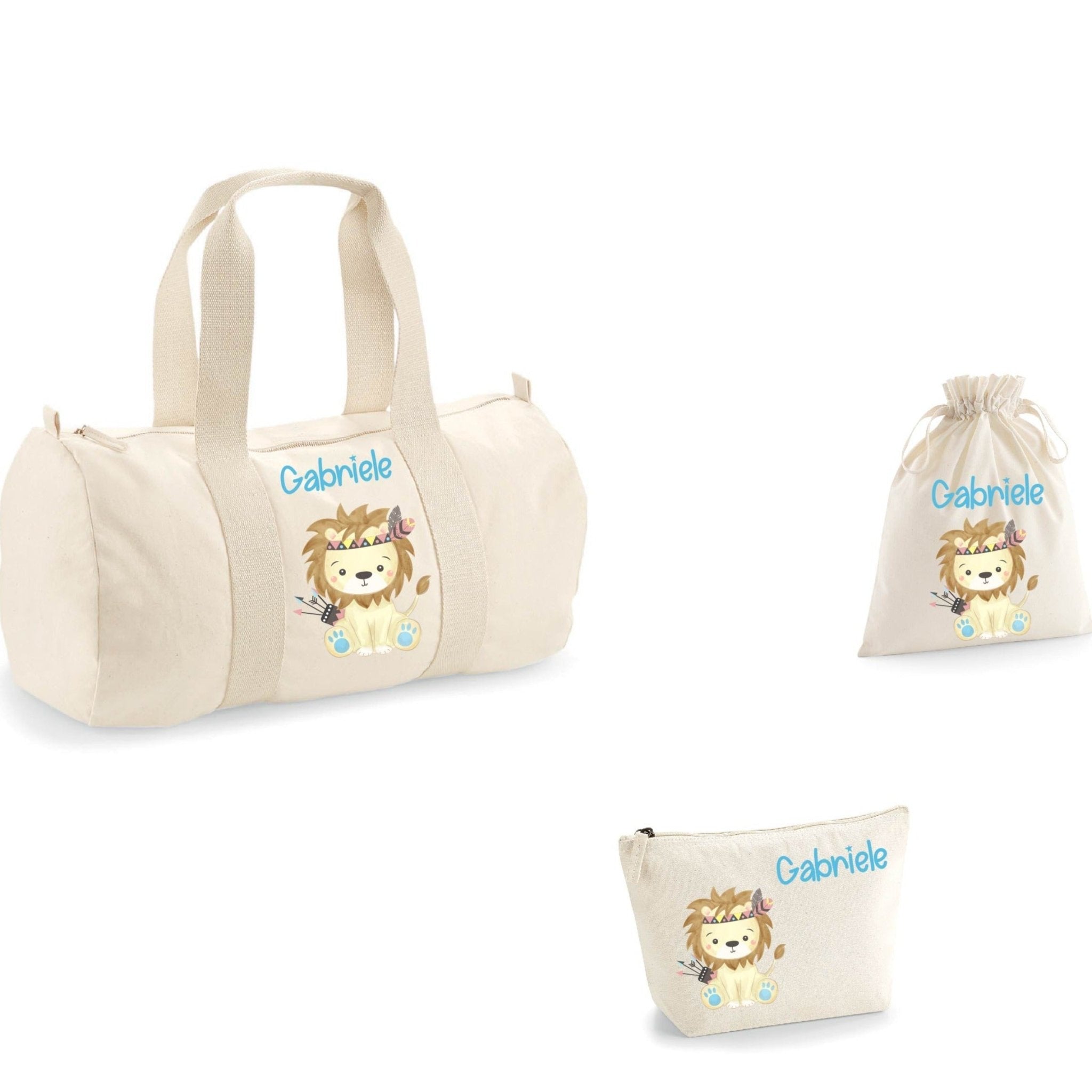Borsone, pochette e sacchetto in cotone personalizzabile Leoncino Indiano - Be Brave Boutique