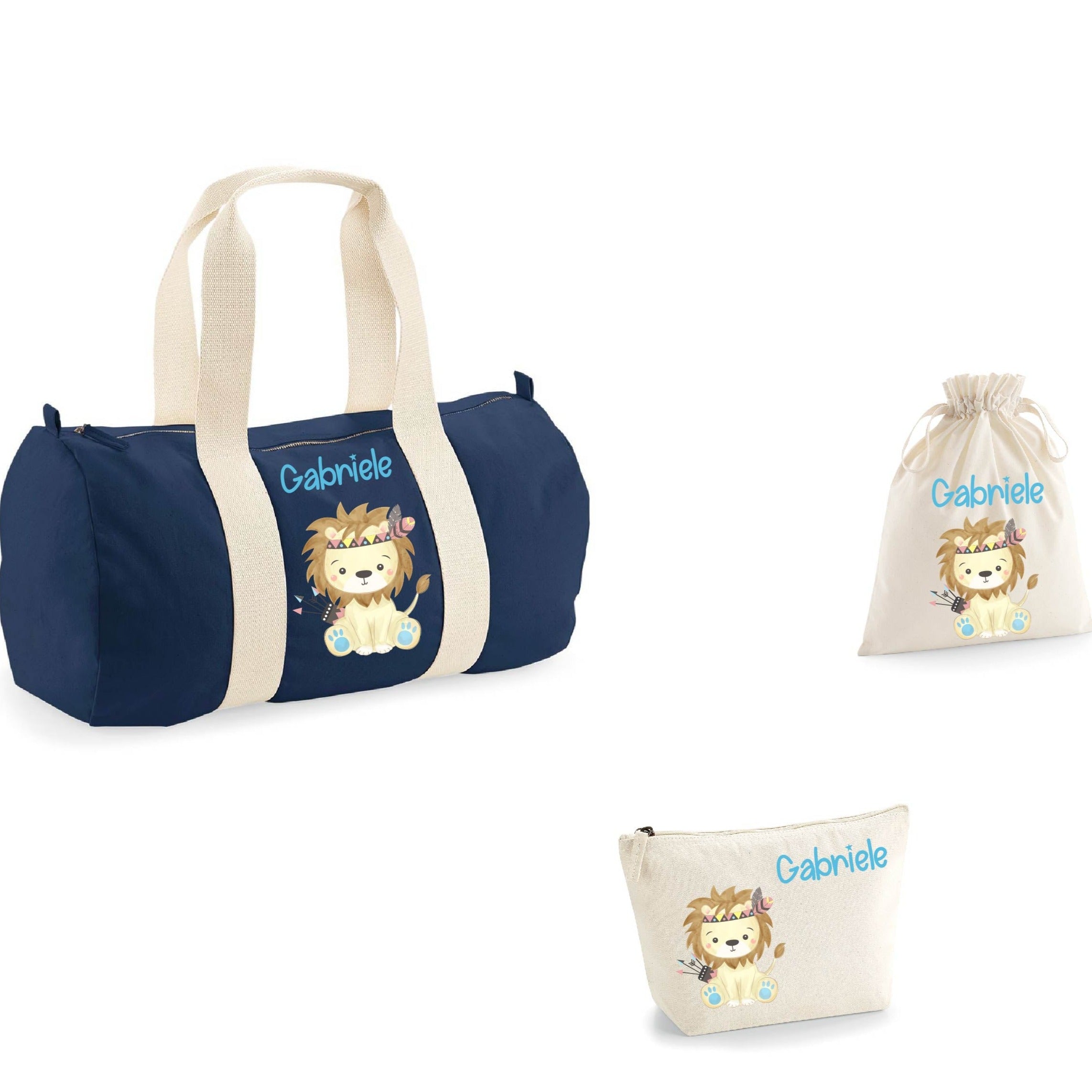 Borsone, pochette e sacchetto in cotone personalizzabile Leoncino Indiano - Be Brave Boutique