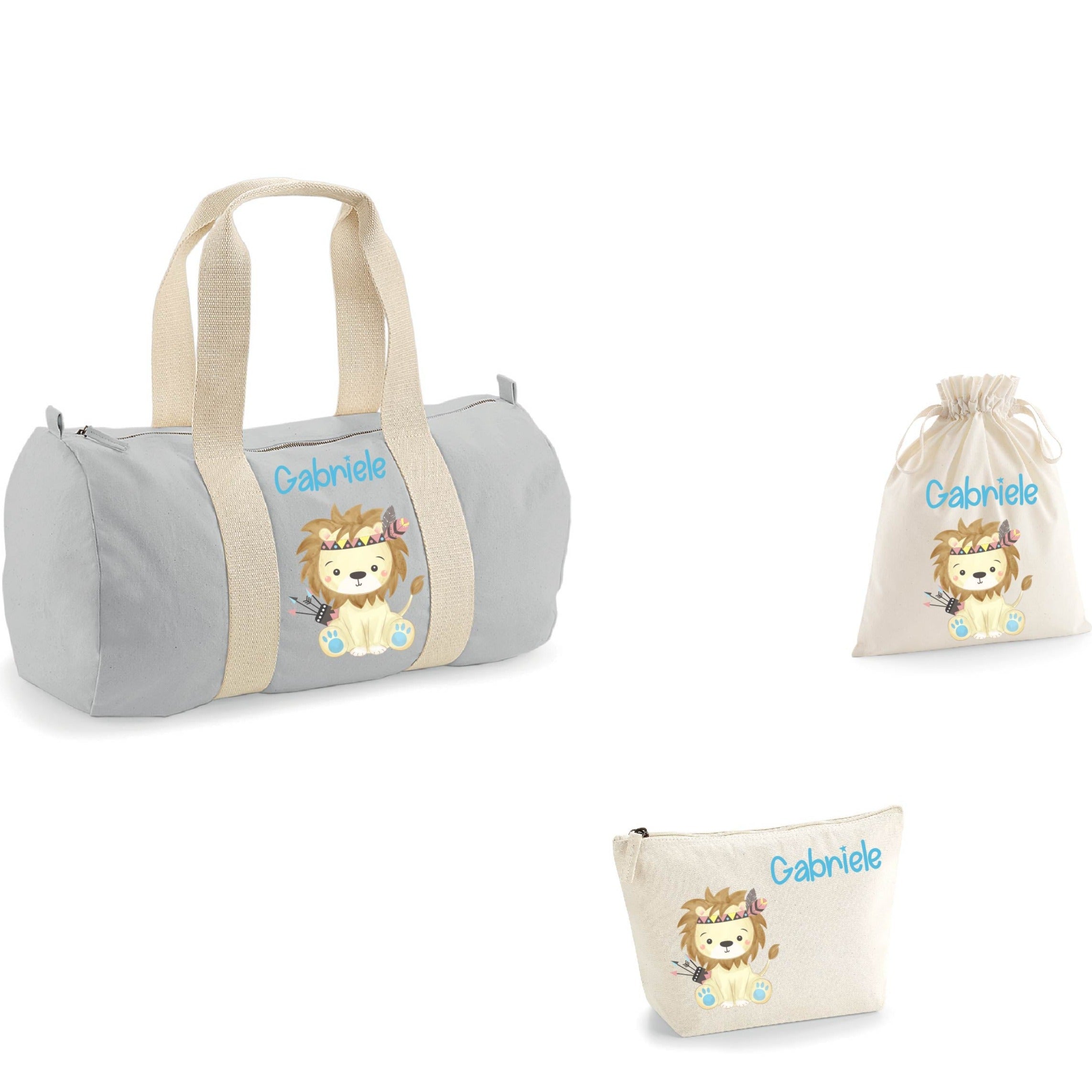 Borsone, pochette e sacchetto in cotone personalizzabile Leoncino Indiano - Be Brave Boutique