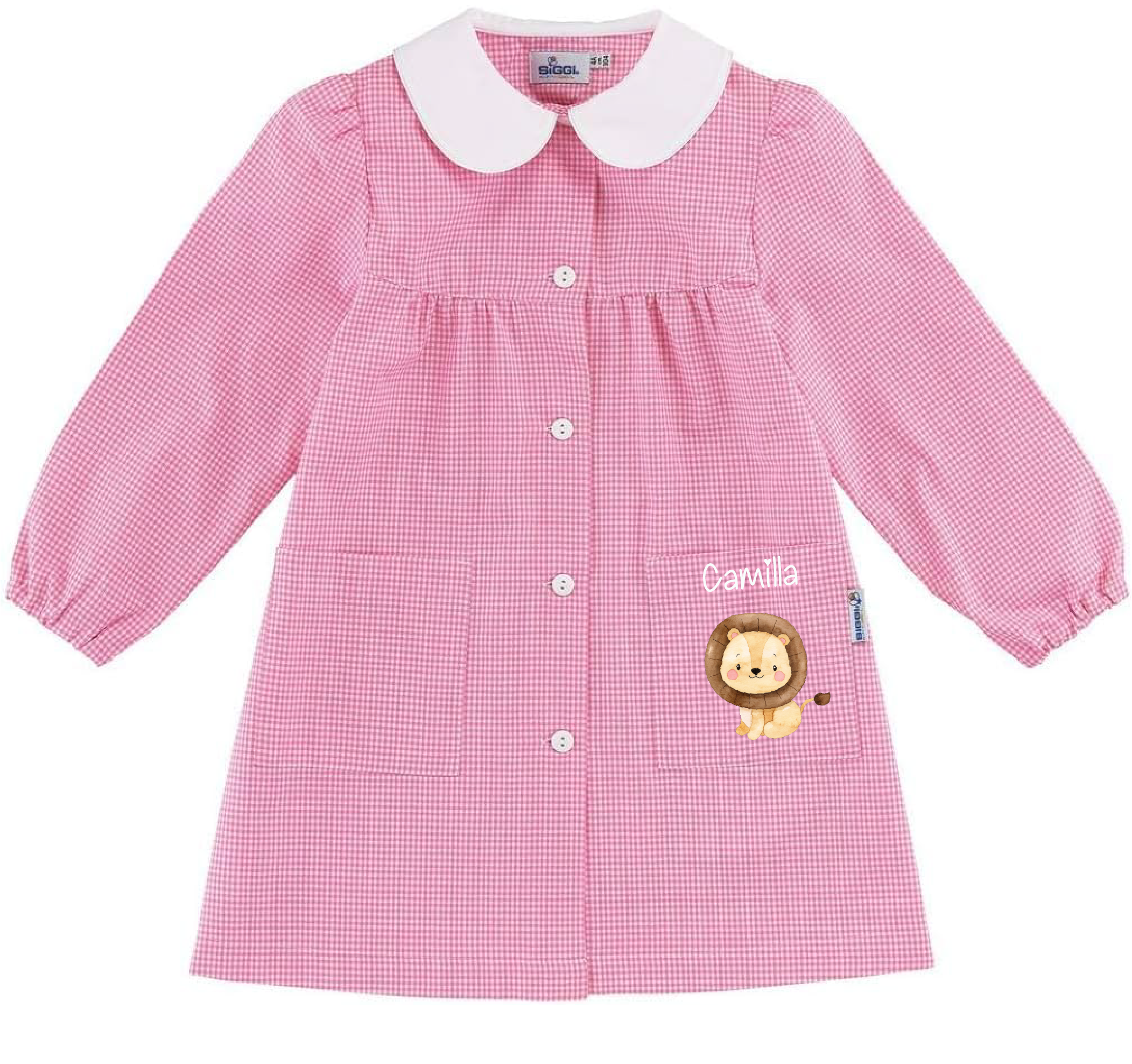Grembiule Siggi Bimba Personalizzabile con nome e Leoncino Cucciolo - Be Brave Boutique