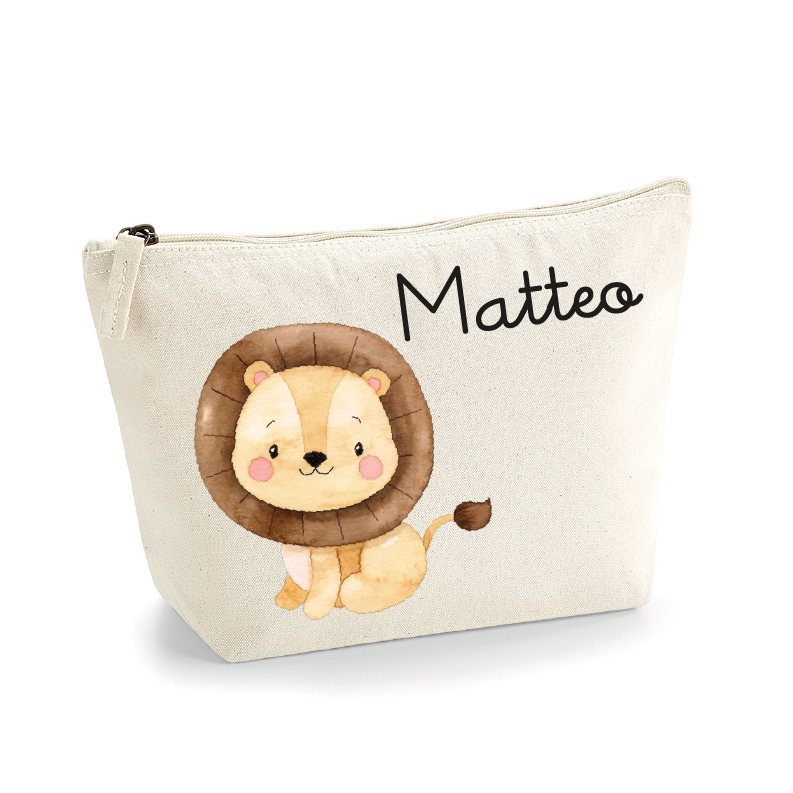Pochette in cotone organico personalizzabile Leone Cucciolo - Be Brave Boutique