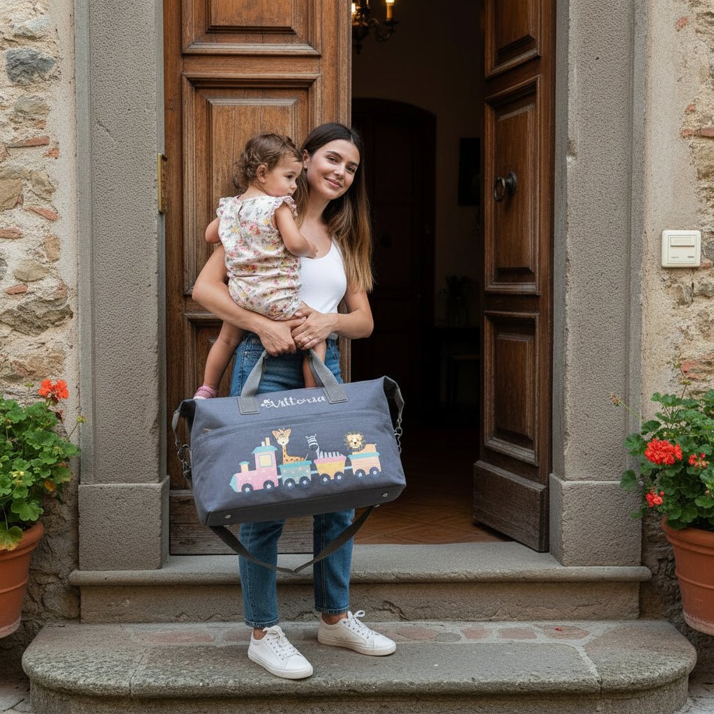 Borsone in cotone personalizzabile Trenino Rosa - Be Brave Boutique