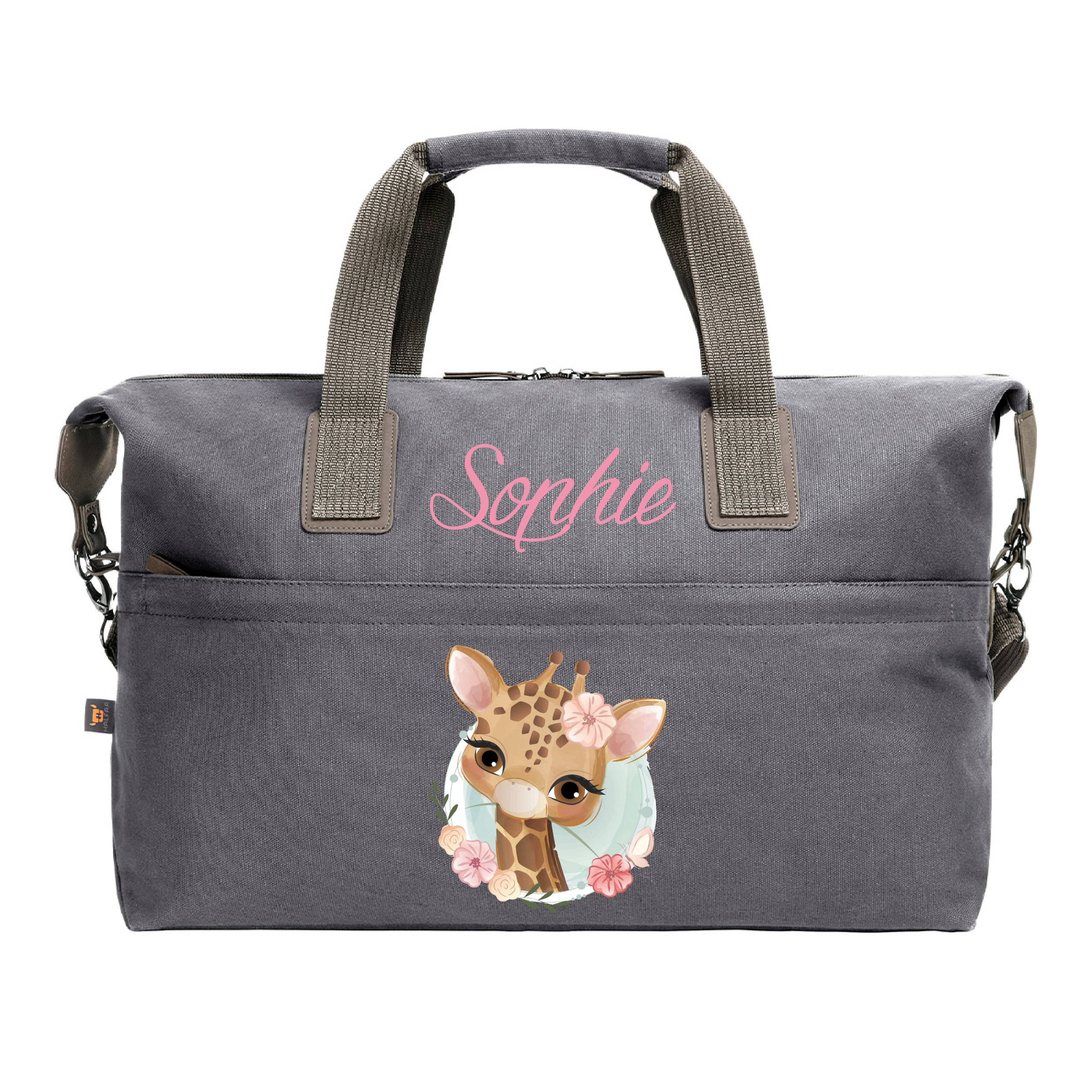 Borsone medio in cotone personalizzabile Giraffa - Be Brave Boutique