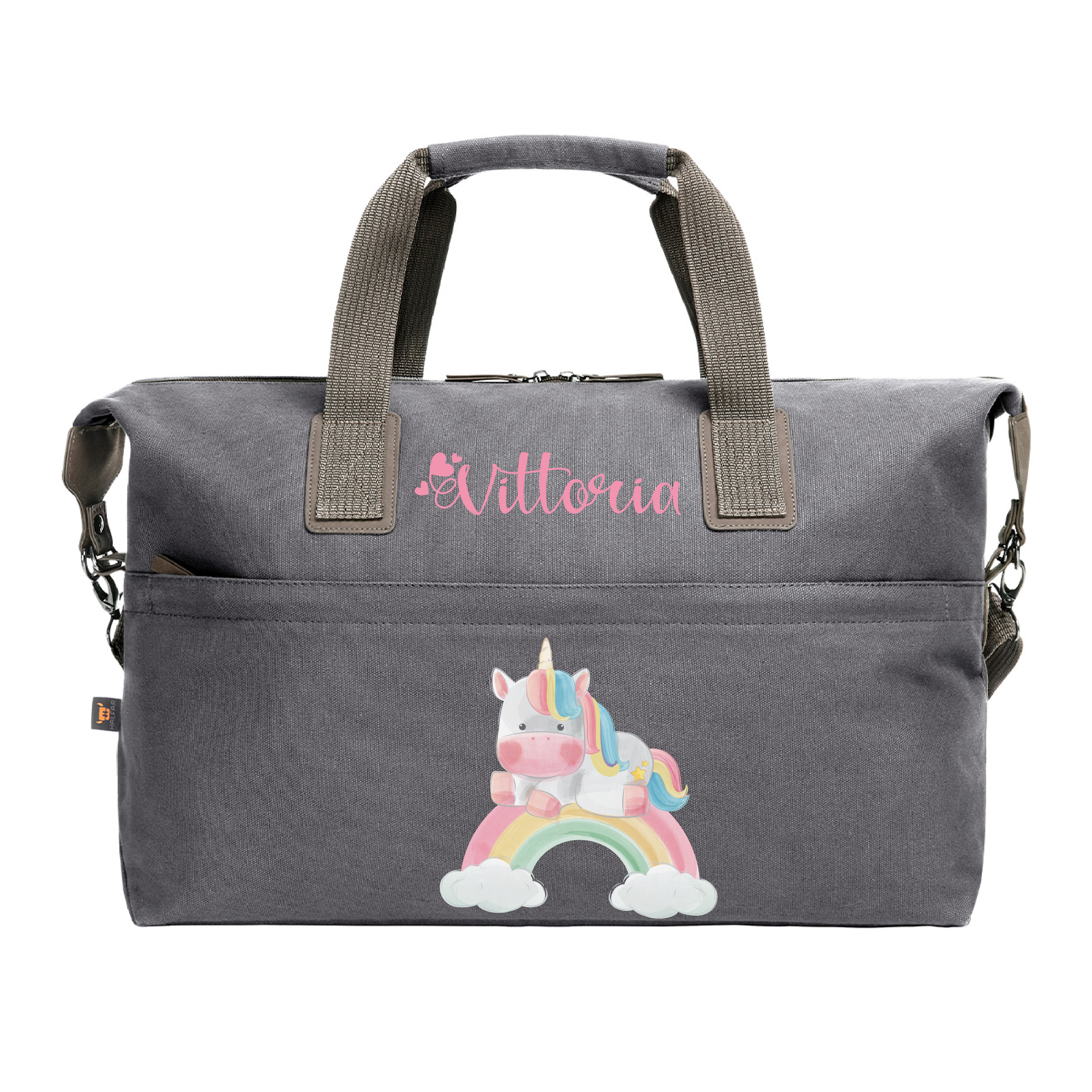 Borsone medio in cotone personalizzabile Unicorno Arcobaleno - Be Brave Boutique