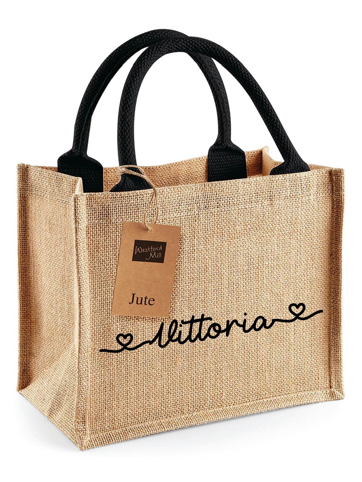 Mini Borsa in Juta Natural/Black personalizzabile - Be Brave Boutique