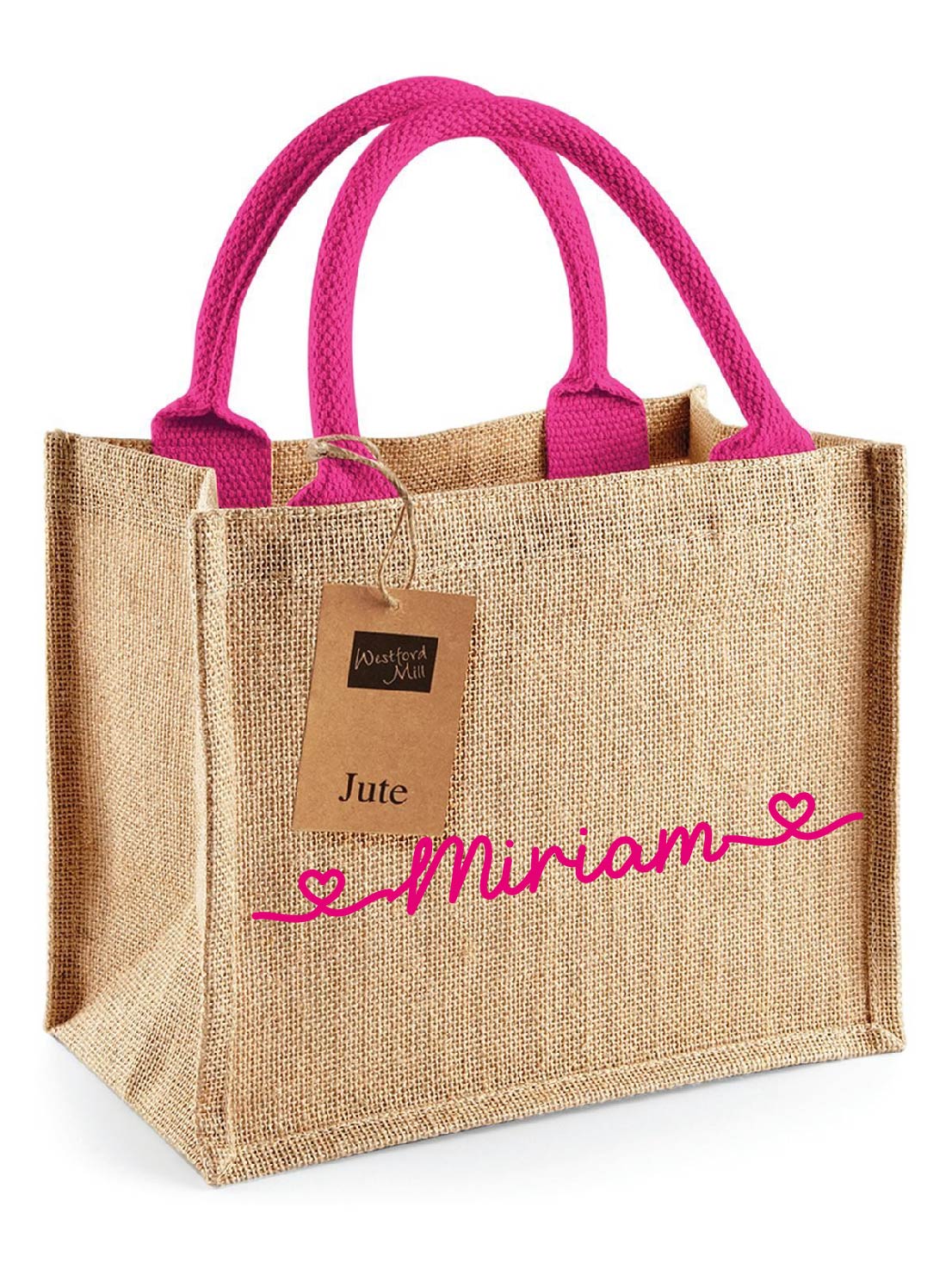 Mini Borsa in Juta Natural/fucsia personalizzabile - Be Brave Boutique