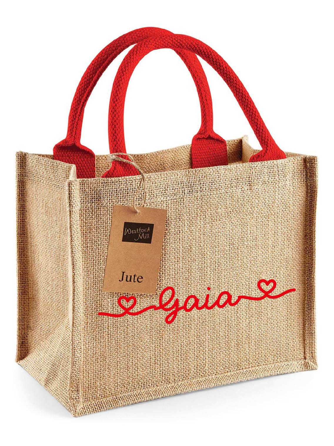 Mini Borsa Juta Natural/Rosso Corallo personalizzabile - Be Brave Boutique