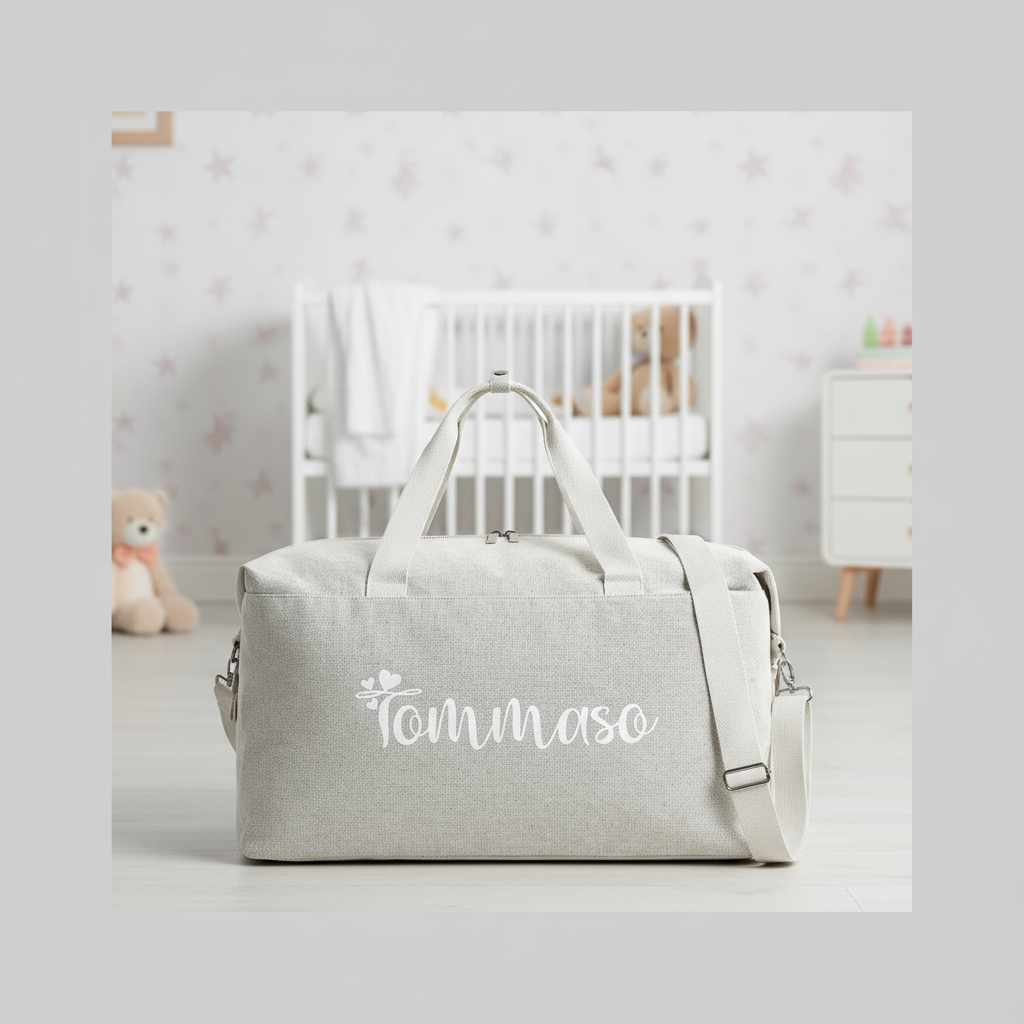 Borsone modello “Mommy” Beige Personalizzabile con nome - Be Brave Boutique