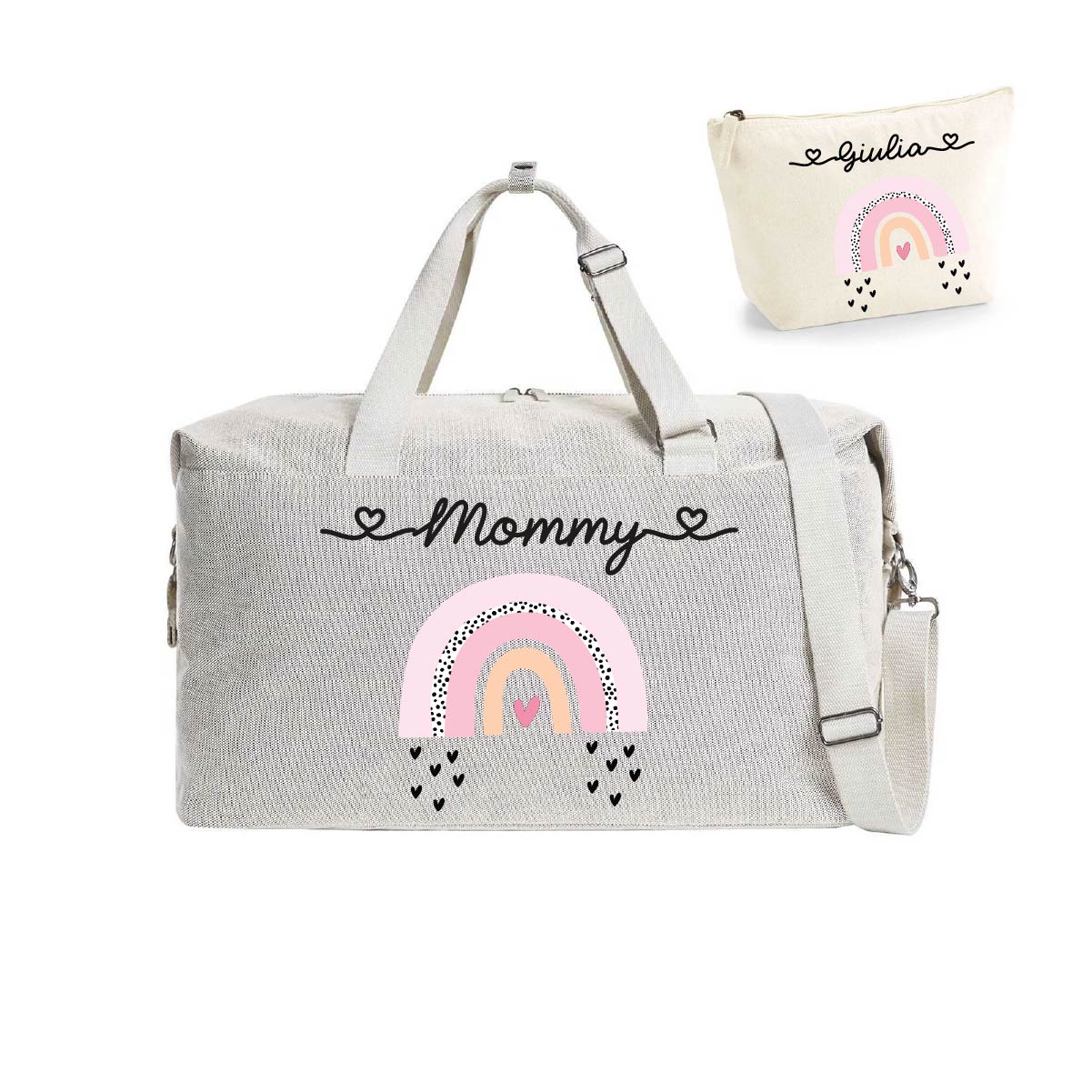 Borsone Parto Arcobaleno Rosa e Pochette abbinata - Be Brave Boutique