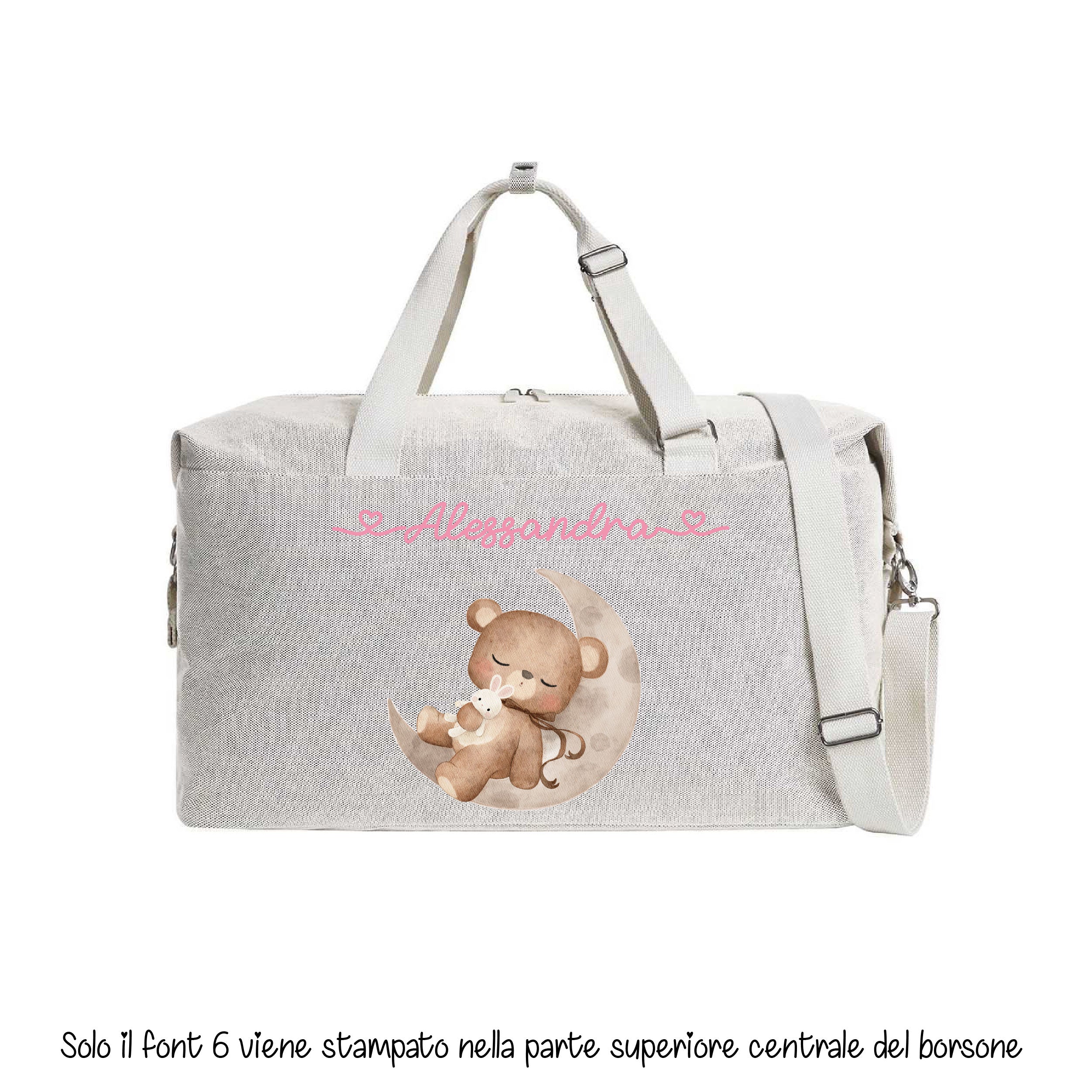 Borsone Mamma per Ospedale e Nascita – Mommy's Bag Personalizzabile con Nome Orso Luna