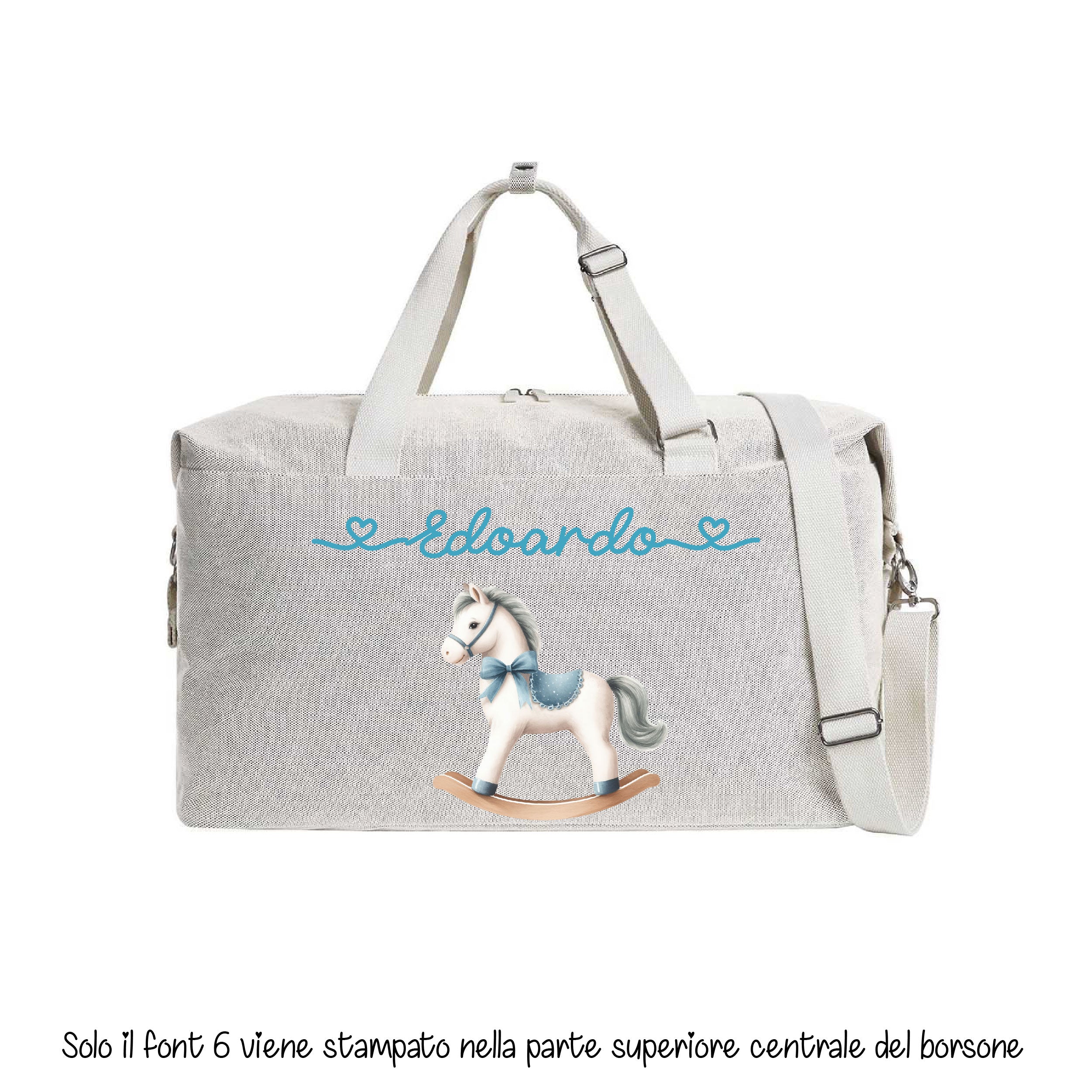 Borsone modello “Mommy” Cavallino a Dondolo Azzurro - Be Brave Boutique