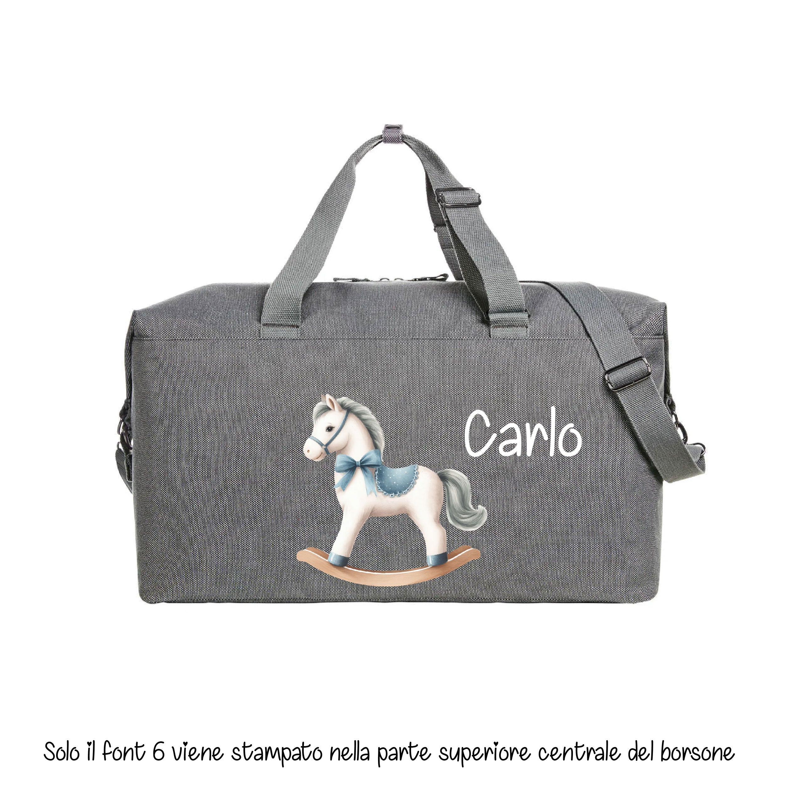 Borsone modello “Mommy” Cavallino a Dondolo Azzurro - Be Brave Boutique