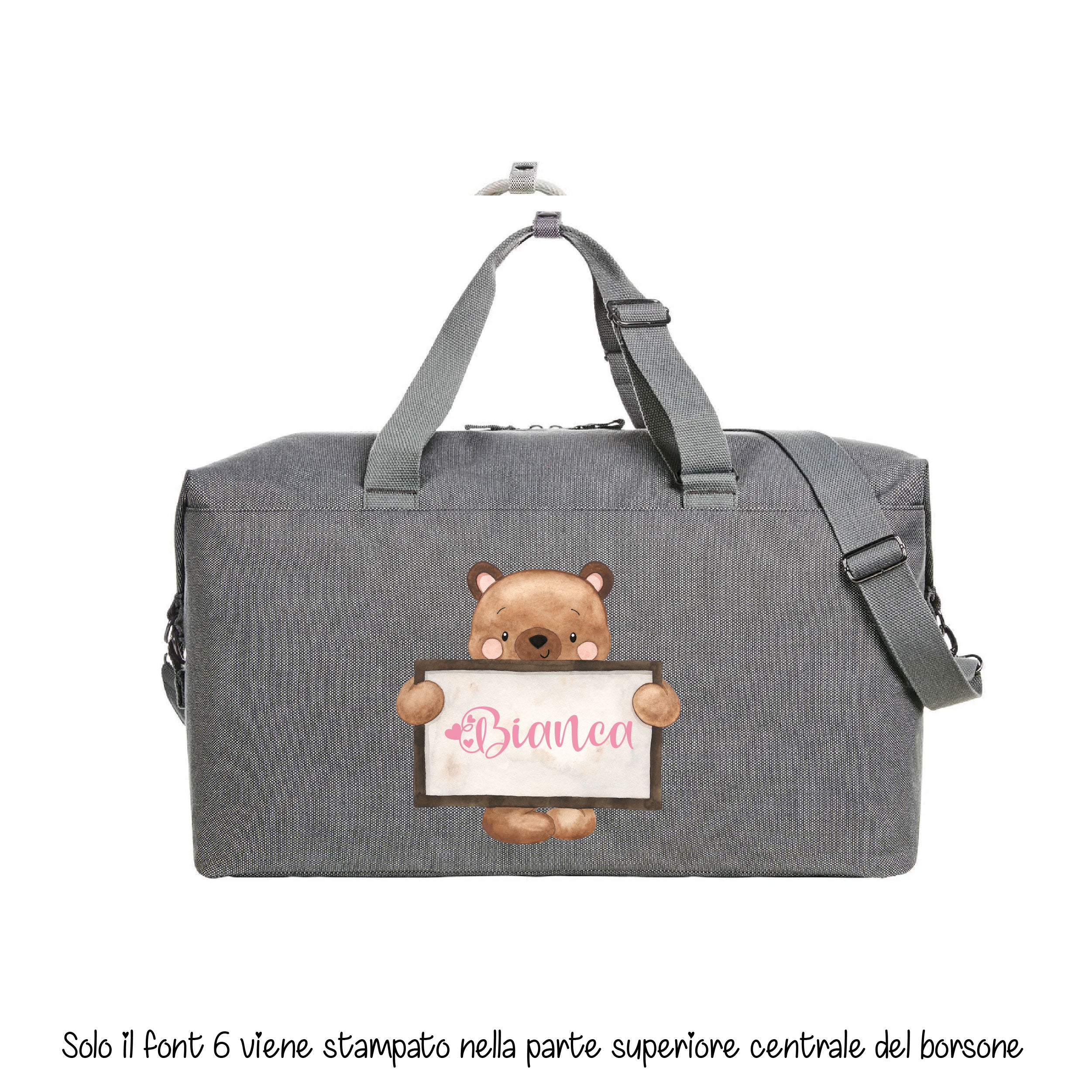 Borsone Mamma per Ospedale e Nascita – Mommy Bag Personalizzabile con Nome Orsetto Lavagna