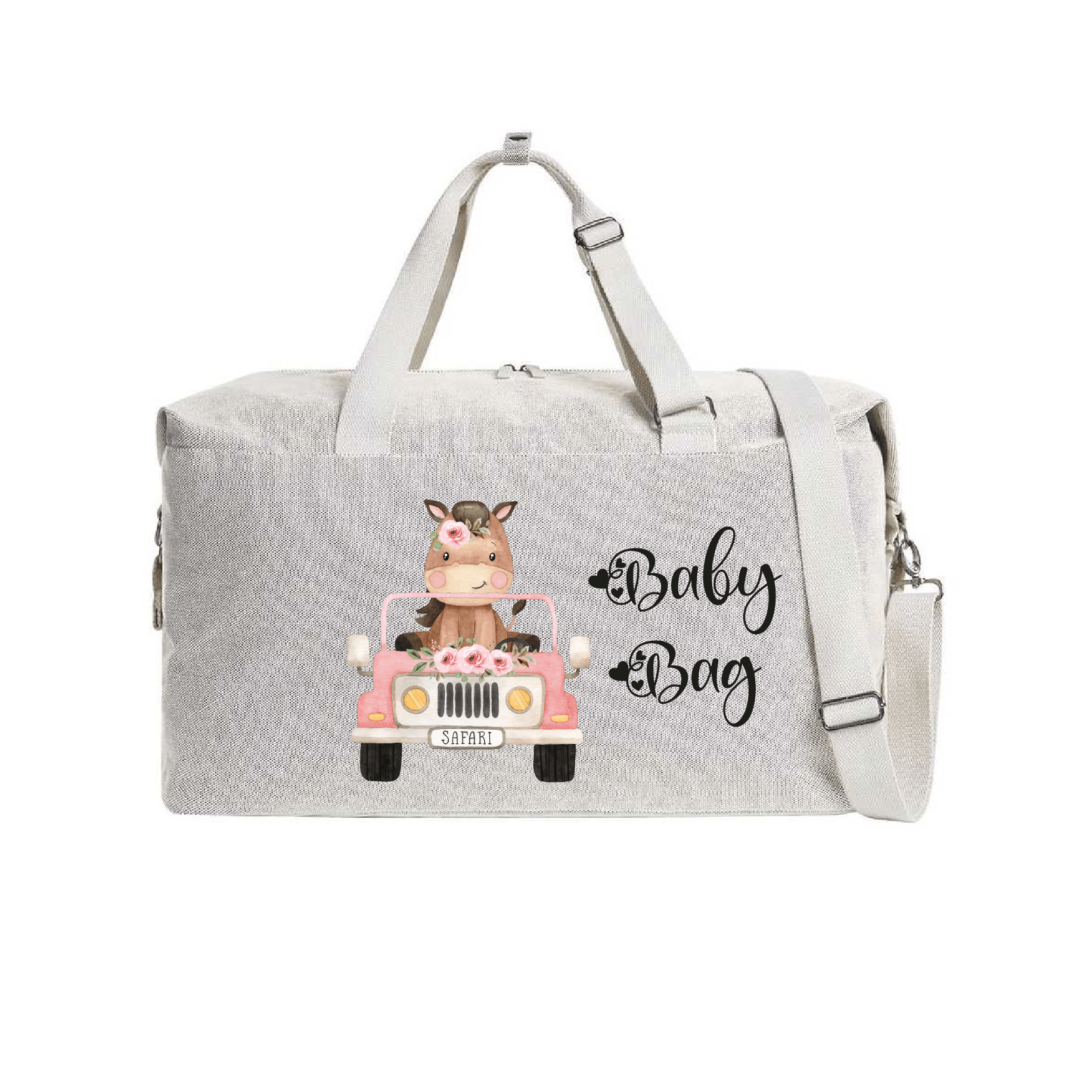 Borsone modello “Mommy” Beige Baby Horse Safari Rosa - Be Brave Boutique