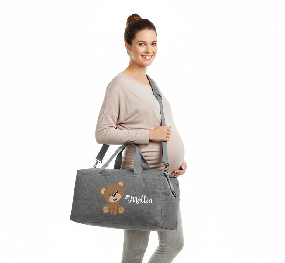 Borsone modello “Mommy” Grey Orsetto