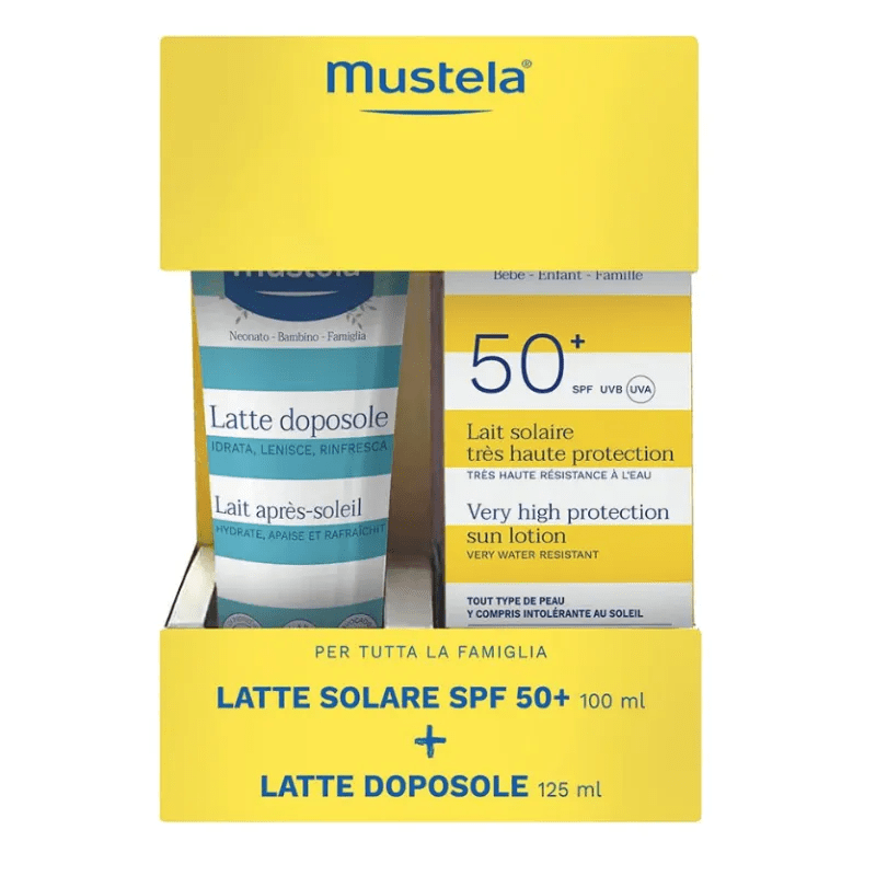 Spray latte solare SPF50 200ml + Latte doposole 125ml Mustela - Be Brave Boutique