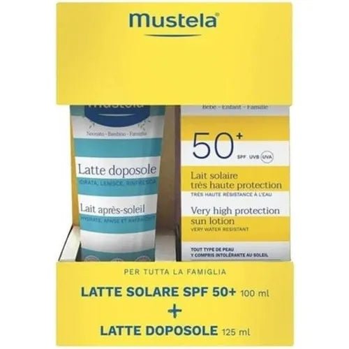 Spray latte solare SPF50 200ml + Latte doposole 125ml Mustela - Be Brave Boutique