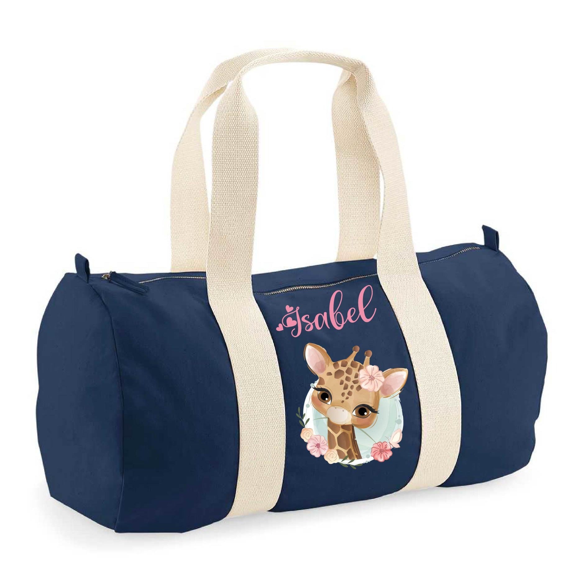 Borsone Baby in cotone canvas stampa Giraffa personalizzato con nome - Be Brave Boutique