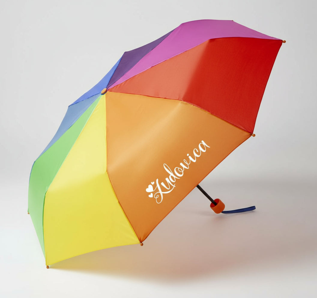 Mini ombrello per bambini Arcobaleno personalizzato con nome - Be Brave Boutique