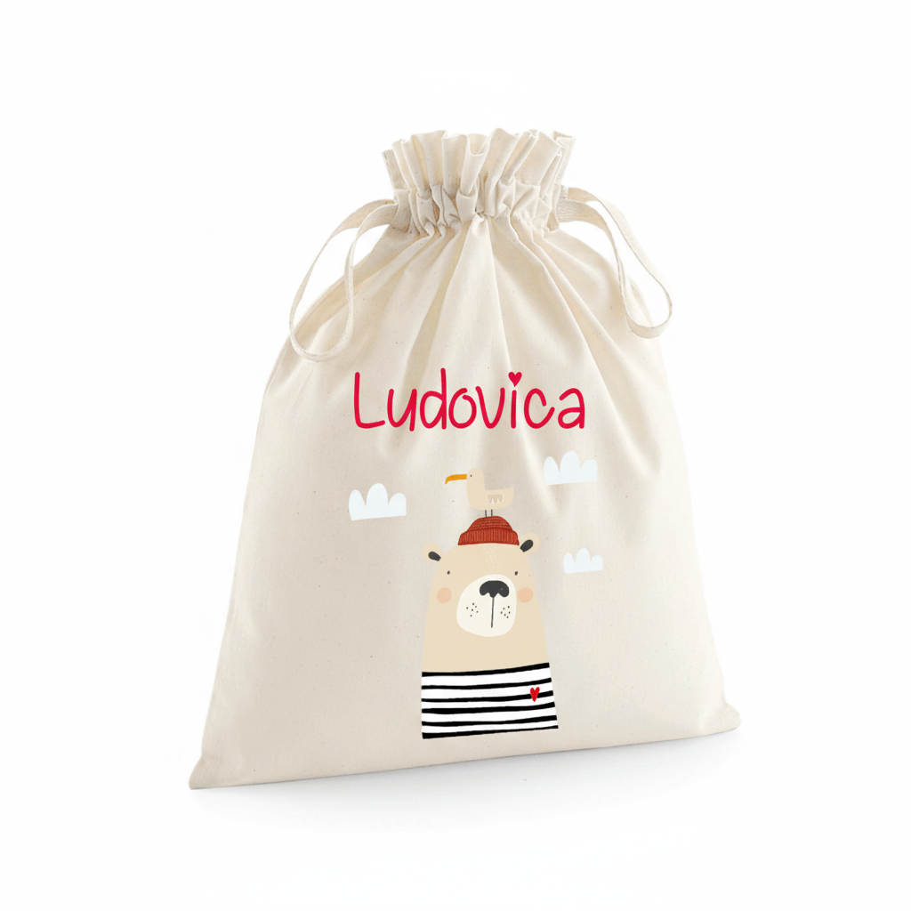 Sacchetti primi cambi personalizzabili Orsetto marinaio - Be Brave Boutique