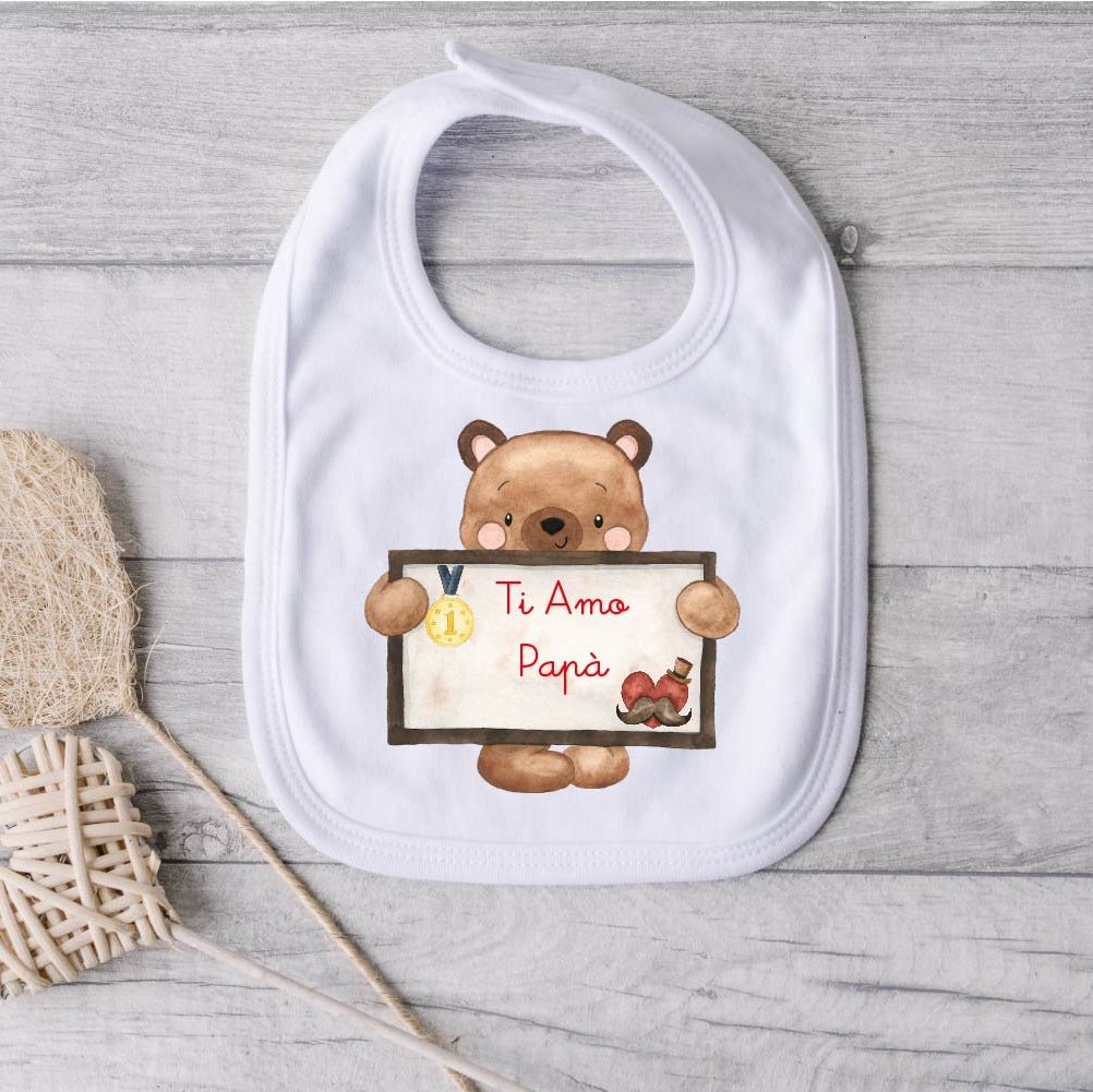 Bavaglino in Cotone organico Ti amo papà festa 2026