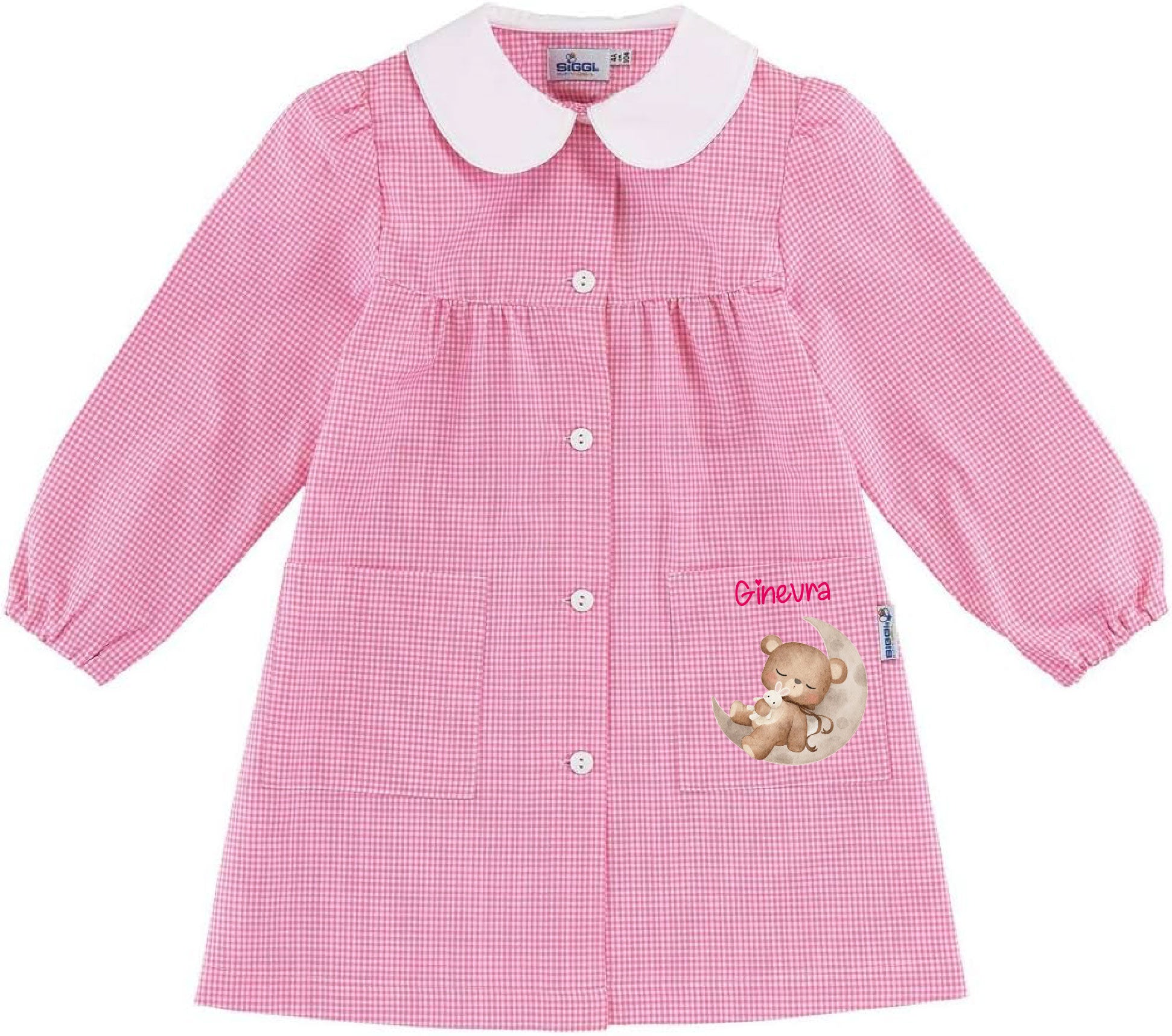 Grembiule Asilo Bambina Personalizzato – con Nome Siggi Orso su Luna