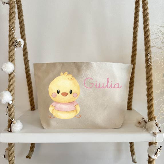 Porta Pannolini cremine personalizzato Pulcino Rosa - Be Brave Boutique