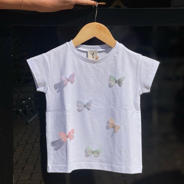 T-shirt in Cotone con Farfalle Colorate - Be Brave Boutique