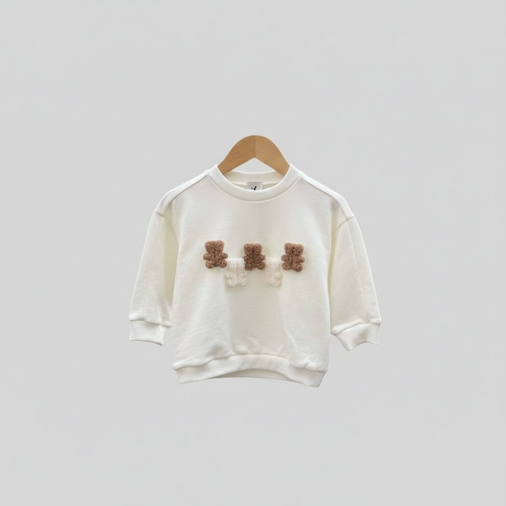 Felpa bianca per bambina orsetti bouclè