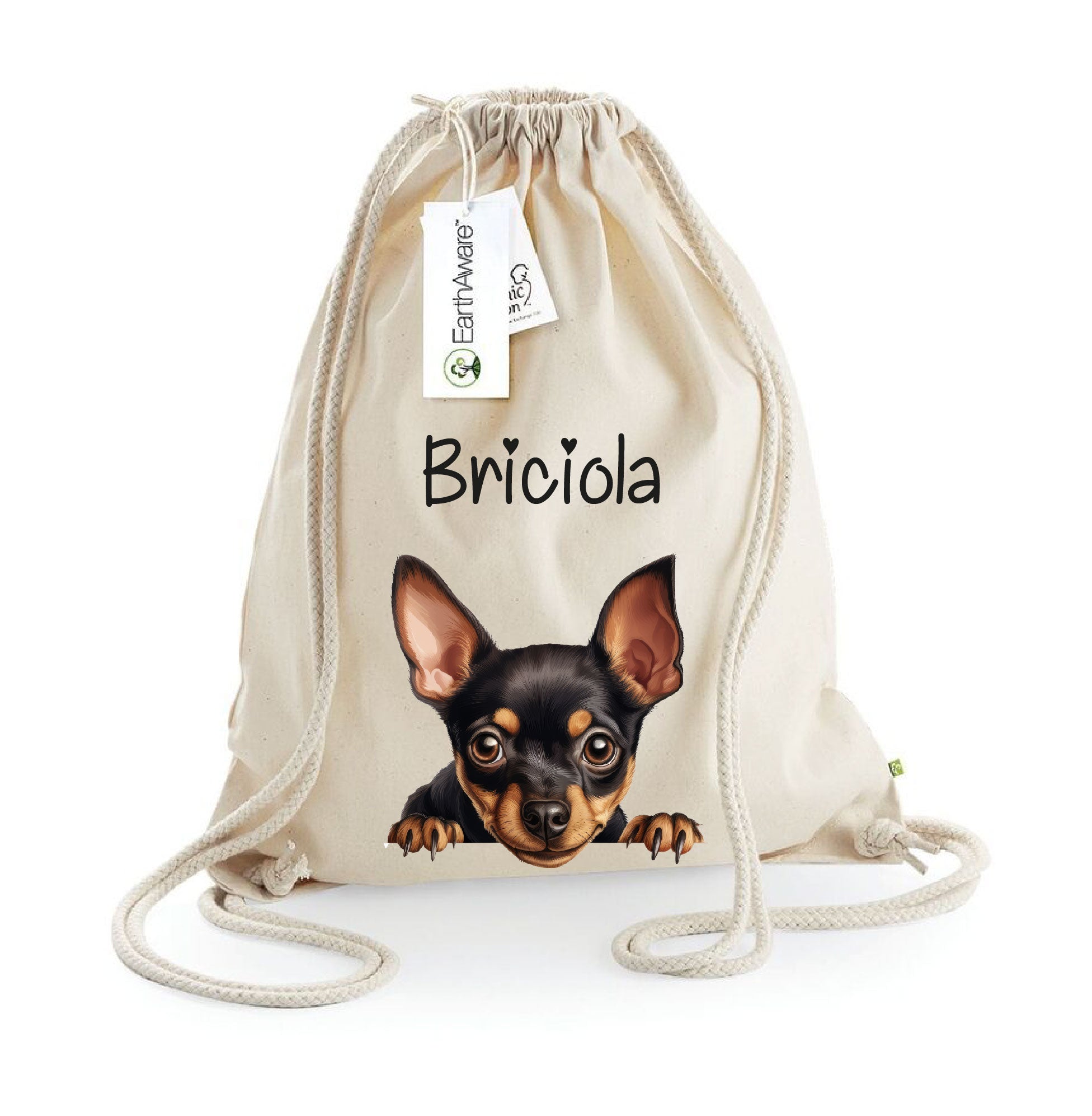 Sacca porta oggetti personalizzata cani Pinscher - Be Brave Boutique
