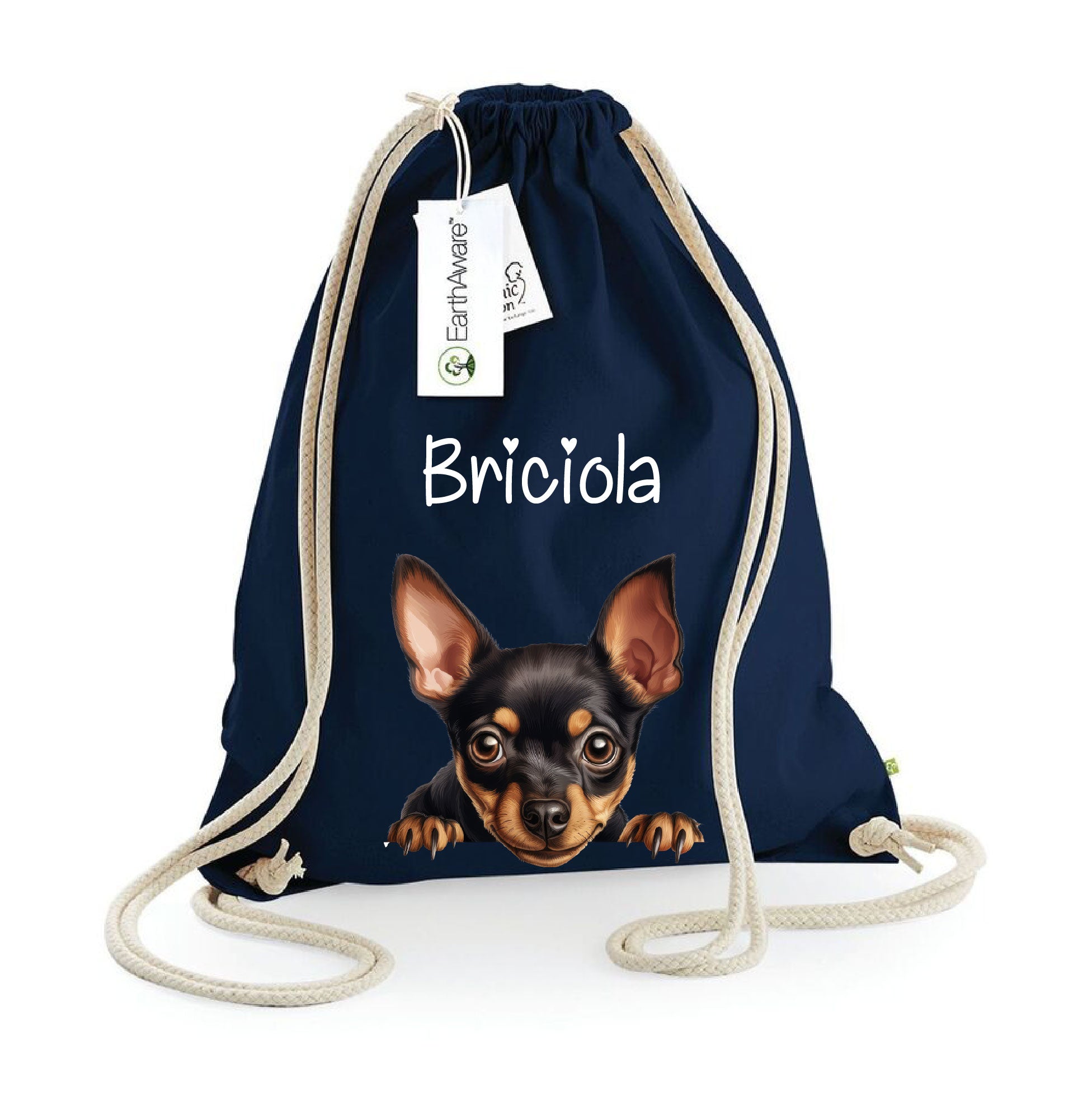 Sacca porta oggetti personalizzata cani Pinscher - Be Brave Boutique