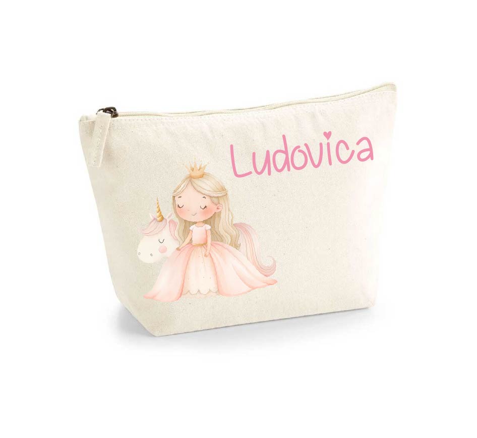 Pochette in cotone organico personalizzabile Principessa Unicorno - Be Brave Boutique