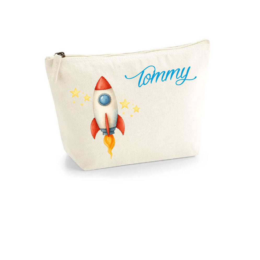 Pochette in cotone organico personalizzabile Razzo - Be Brave Boutique