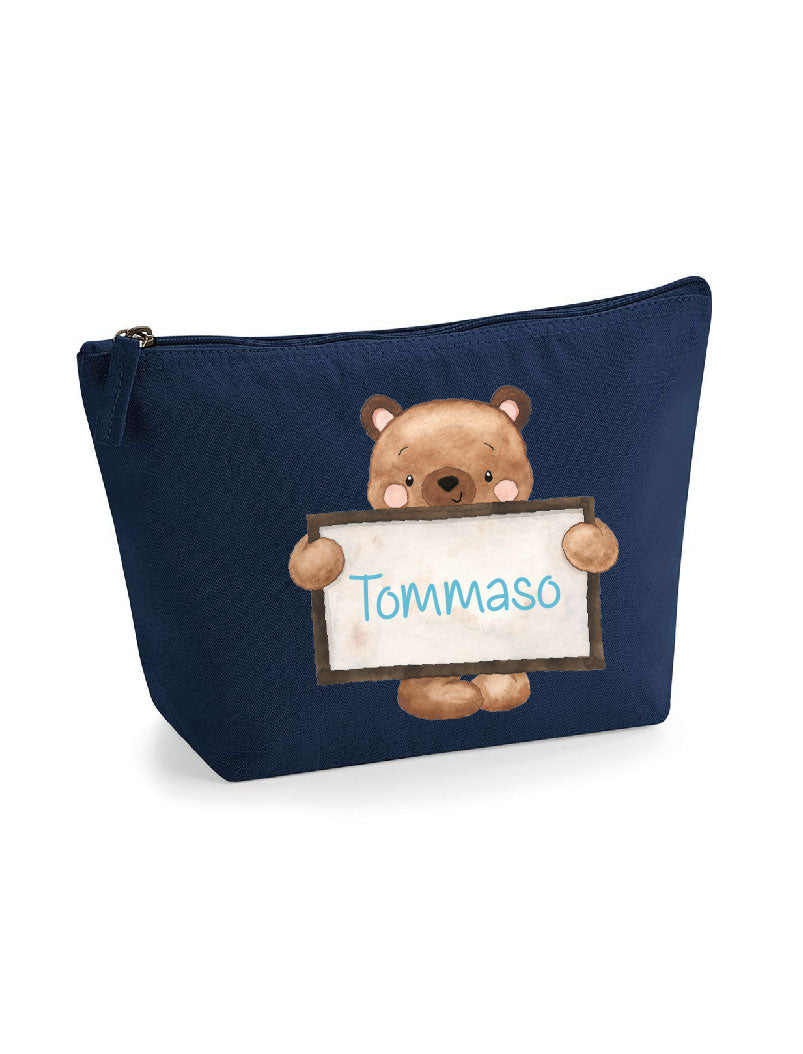 Pochette in cotone organico personalizzabile Orsetto Lavagna - Be Brave Boutique