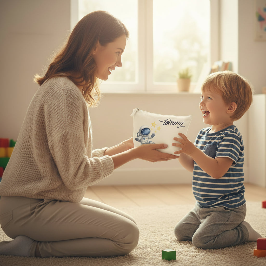 Pochette in cotone organico personalizzabile Astronauta - Be Brave Boutique