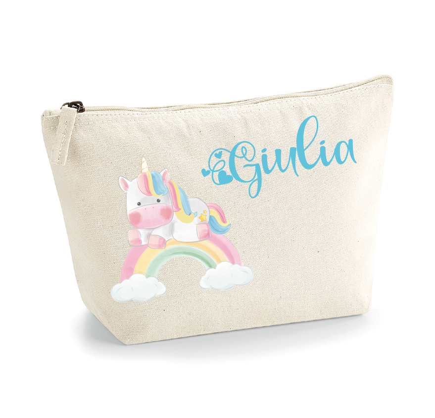 Pochette in cotone organico personalizzabile Unicorno Arcobaleno - Be Brave Boutique