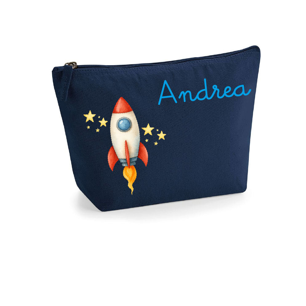 Pochette in cotone organico personalizzabile Razzo - Be Brave Boutique