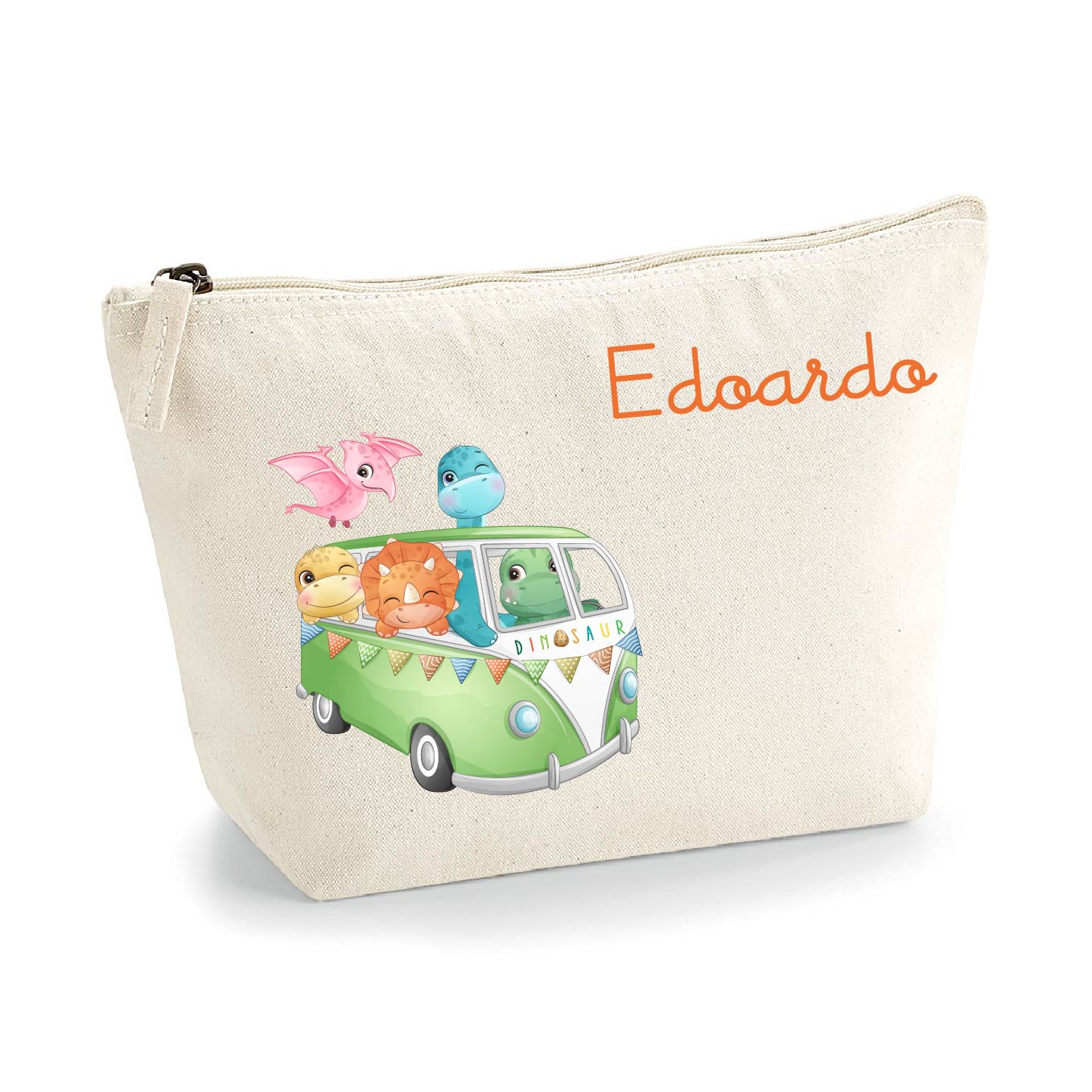 Pochette in cotone organico personalizzabile Cute Dino - Be Brave Boutique