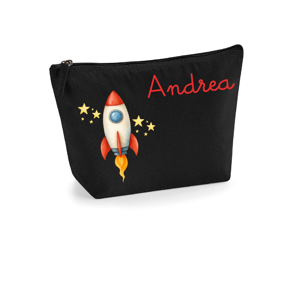 Pochette in cotone organico personalizzabile Razzo - Be Brave Boutique