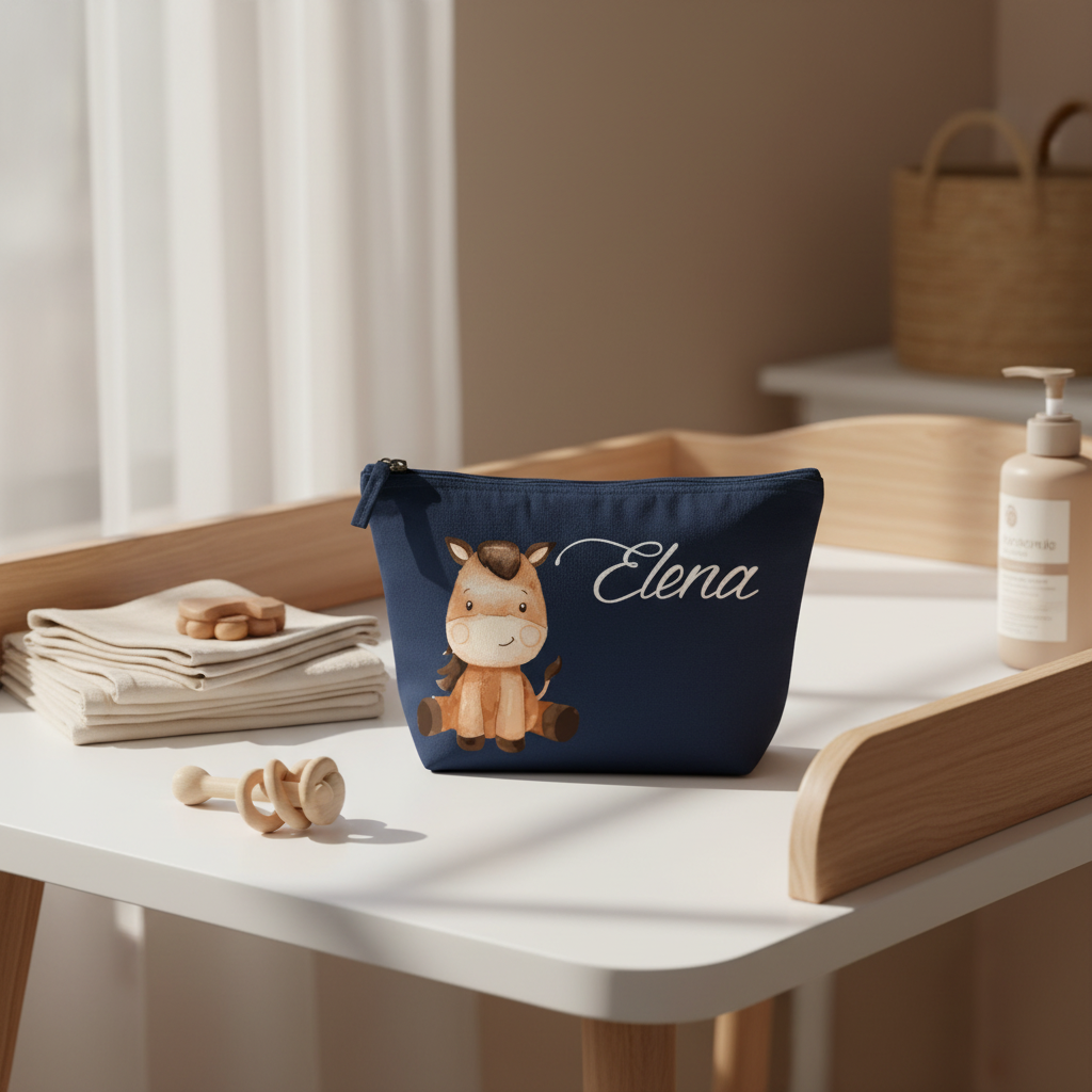 Pochette in cotone organico personalizzabile Baby Horse
