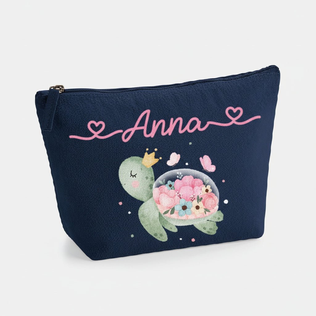 Pochette in cotone organico personalizzabile Tartaruga Fiori - Be Brave Boutique